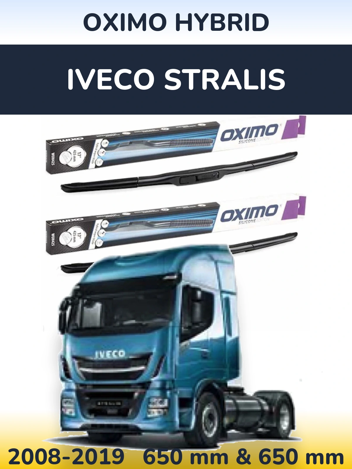 Komplet przednich wycieraczek Oximo Hybrid 650 & 650 mm do Iveco Stralis 2008-2019