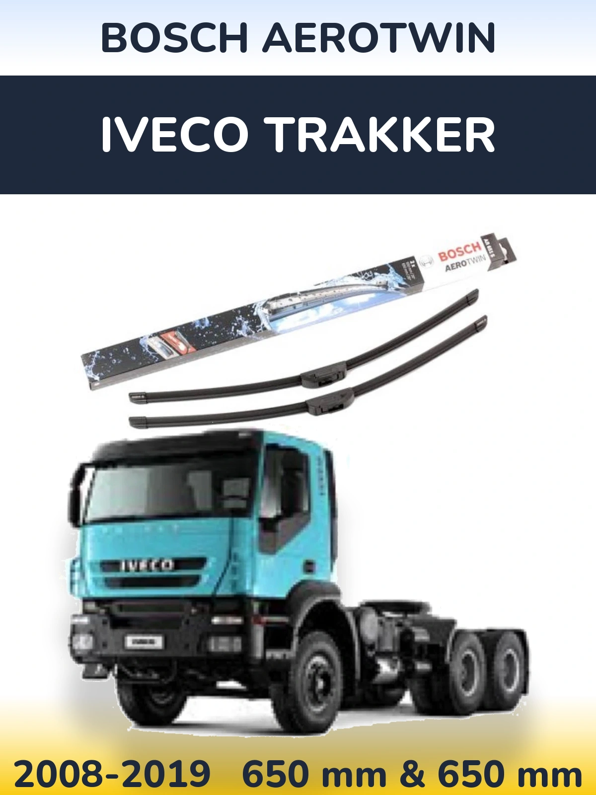 Komplet przednich wycieraczek BOSCH AeroTwin 650 & 650 mm do Iveco Trakker 2008-2019