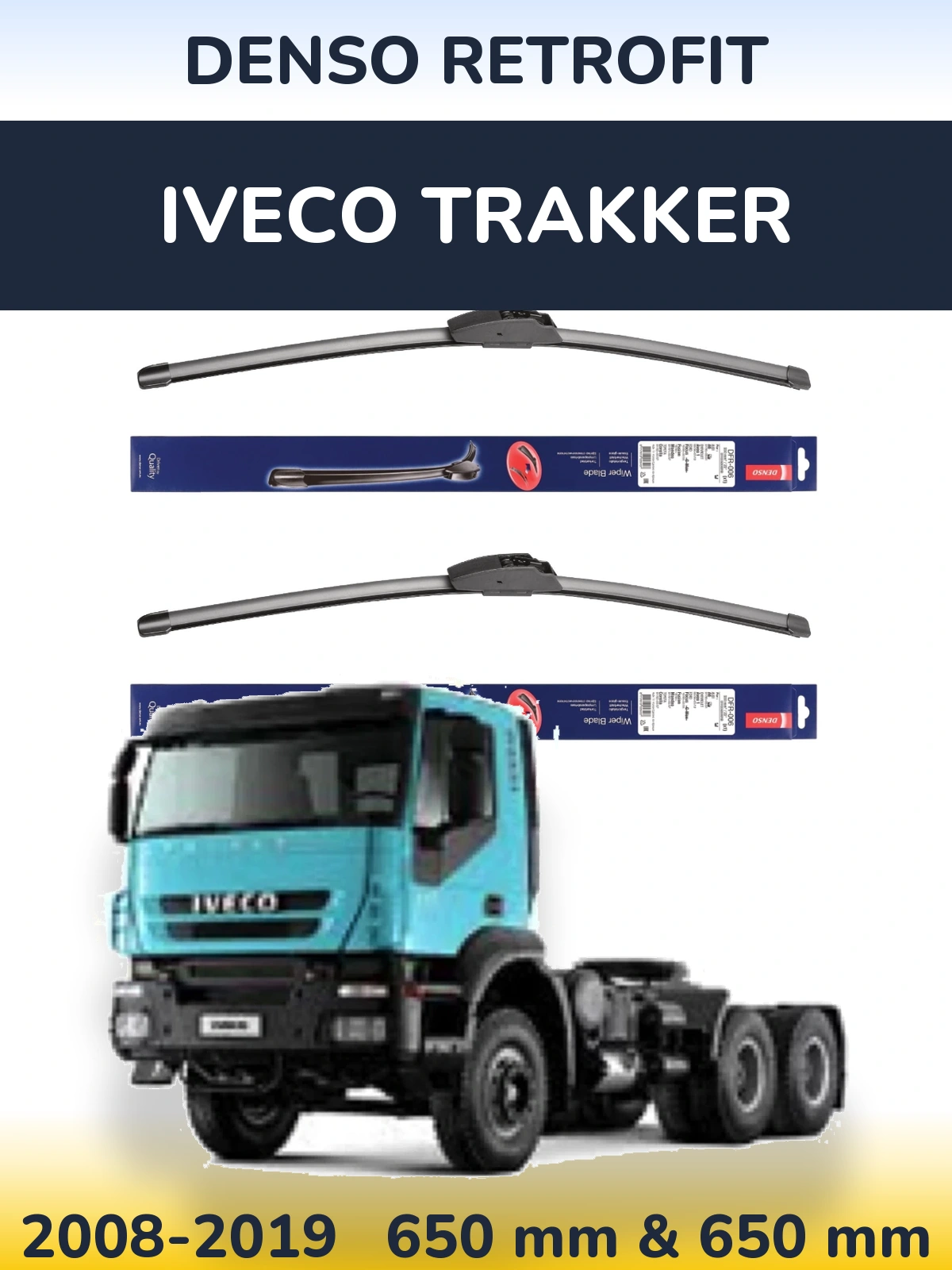 Комплект передних дворников Denso Retrofit 650 & 650 мм для Iveco Trakker 2008-2019
