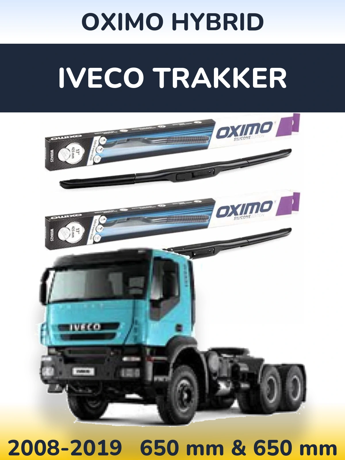 Komplet przednich wycieraczek Oximo Hybrid 650 & 650 mm do Iveco Trakker 2008-2019