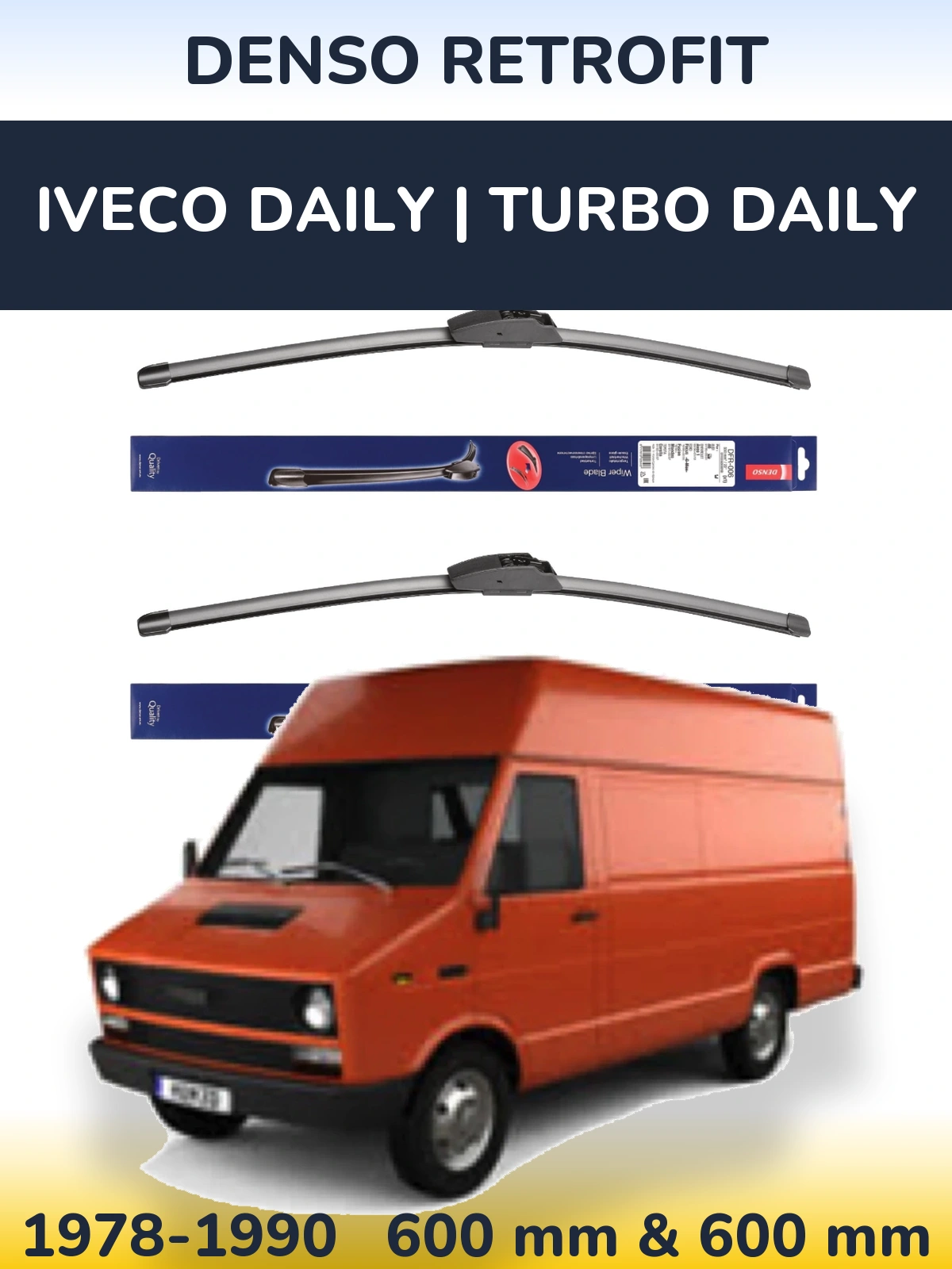 Комплект передних дворников Denso Retrofit 600 & 600 мм для Iveco Daily | Turbo Daily 1978-1990