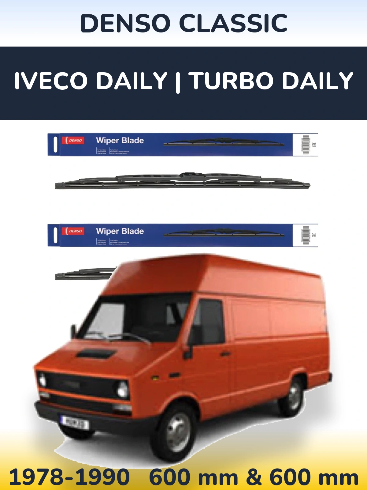 Komplet przednich wycieraczek Denso Classic 600 & 600 mm do Iveco Daily | Turbo Daily 1978-1990