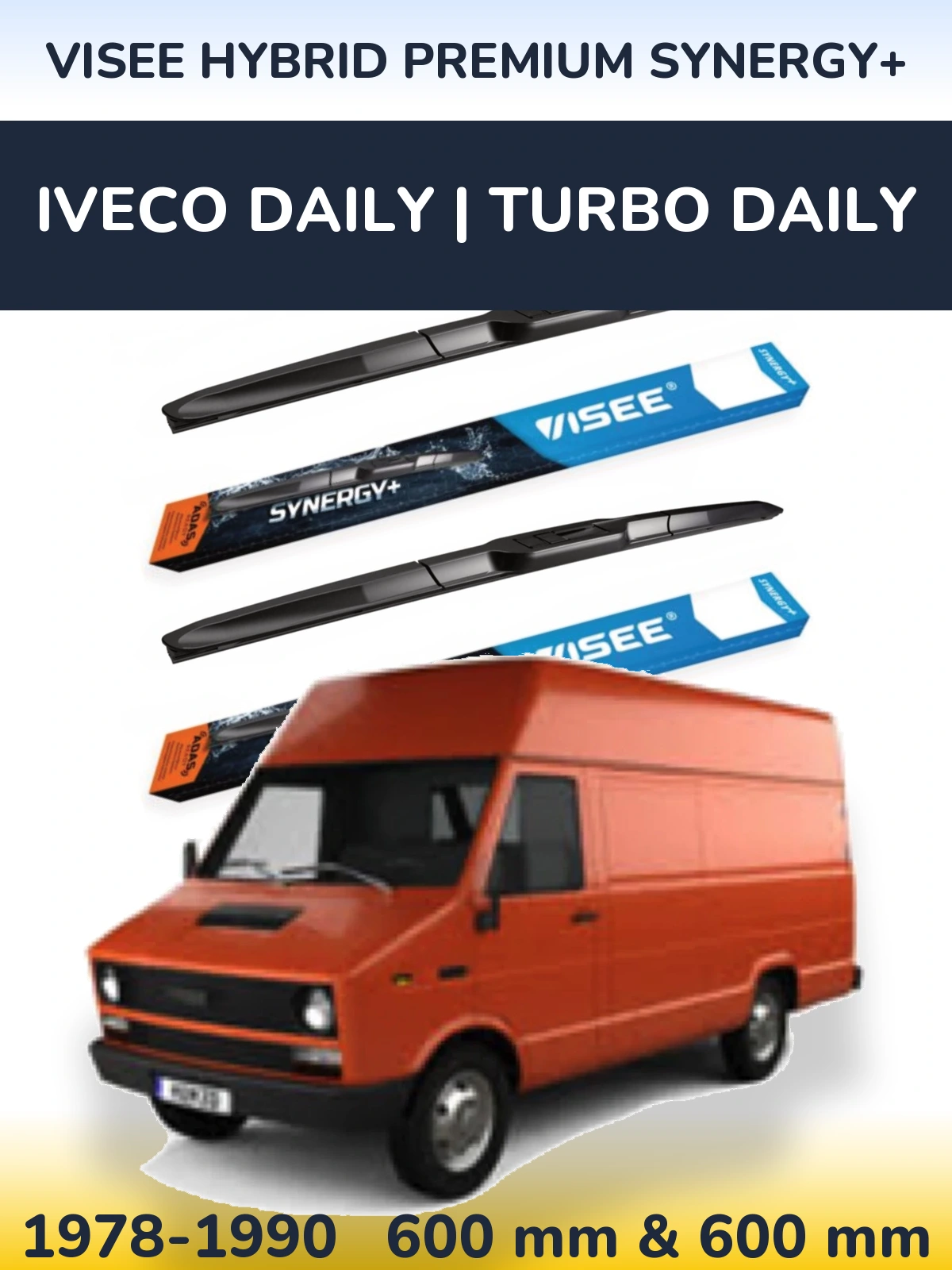 Комплект передних дворников VISEE HYBRID PREMIUM SYNERGY+ 600 & 600 мм для Iveco Daily | Turbo Daily 1978-1990