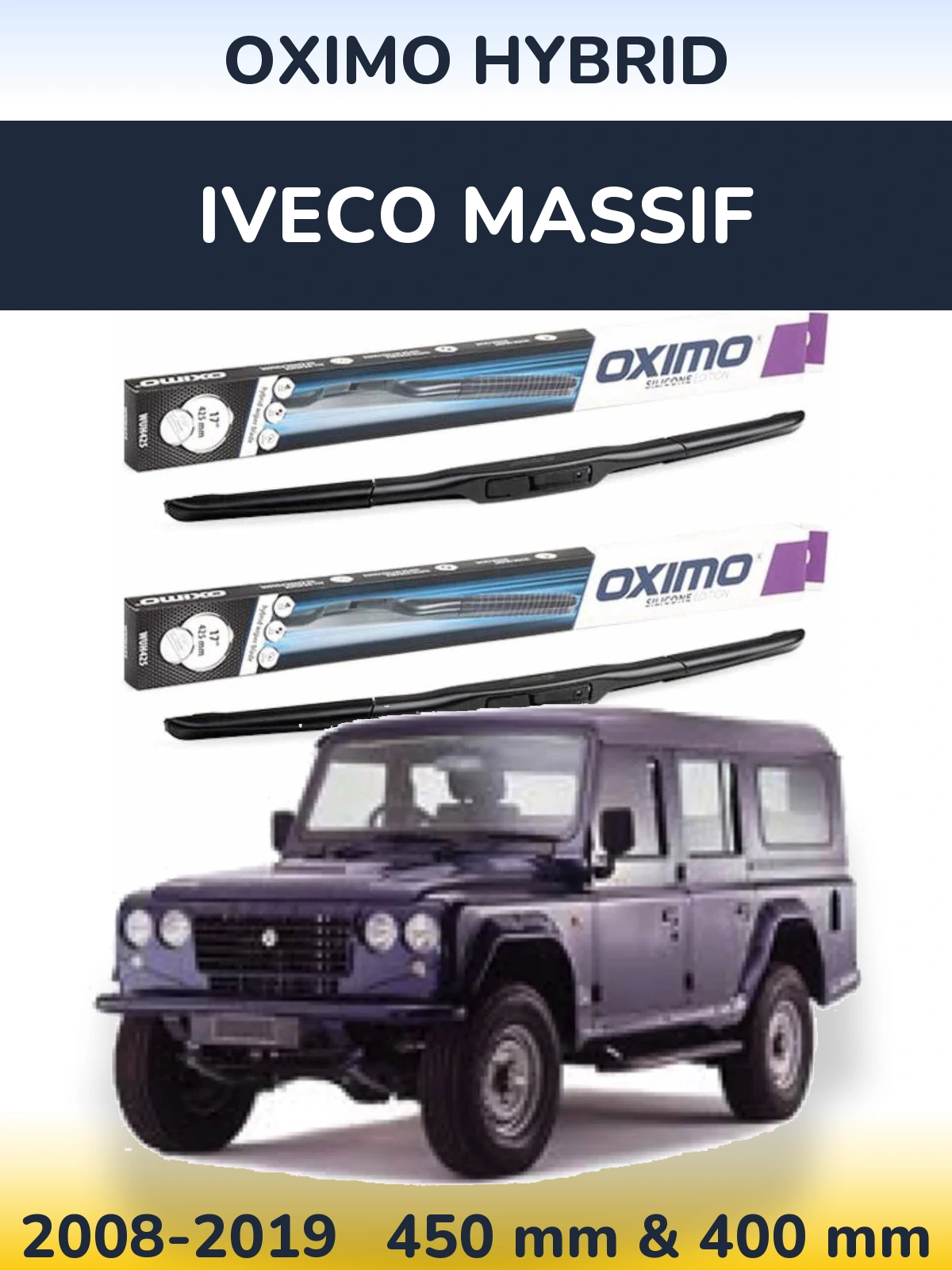 Komplet przednich wycieraczek Oximo Hybrid 450 & 400 mm do Iveco Massif 2008-2019