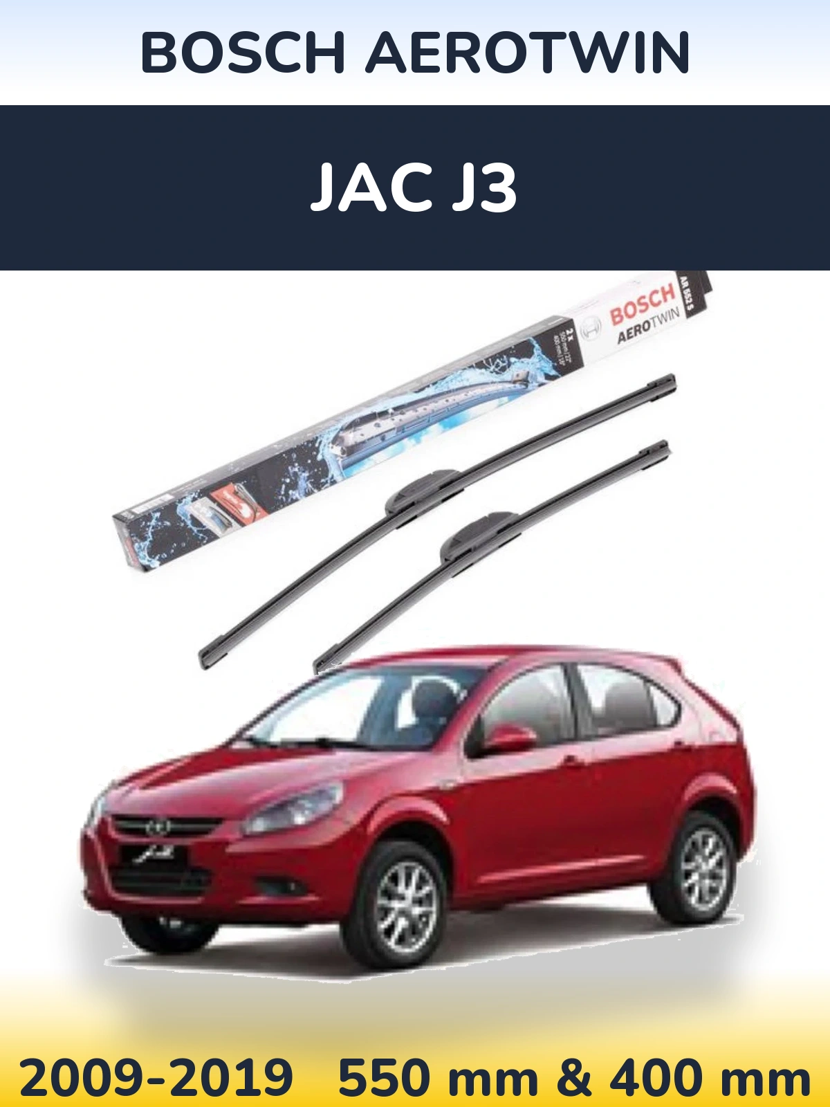 Komplet przednich wycieraczek BOSCH AeroTwin 550 & 400 mm do JAC J3 2009-2019