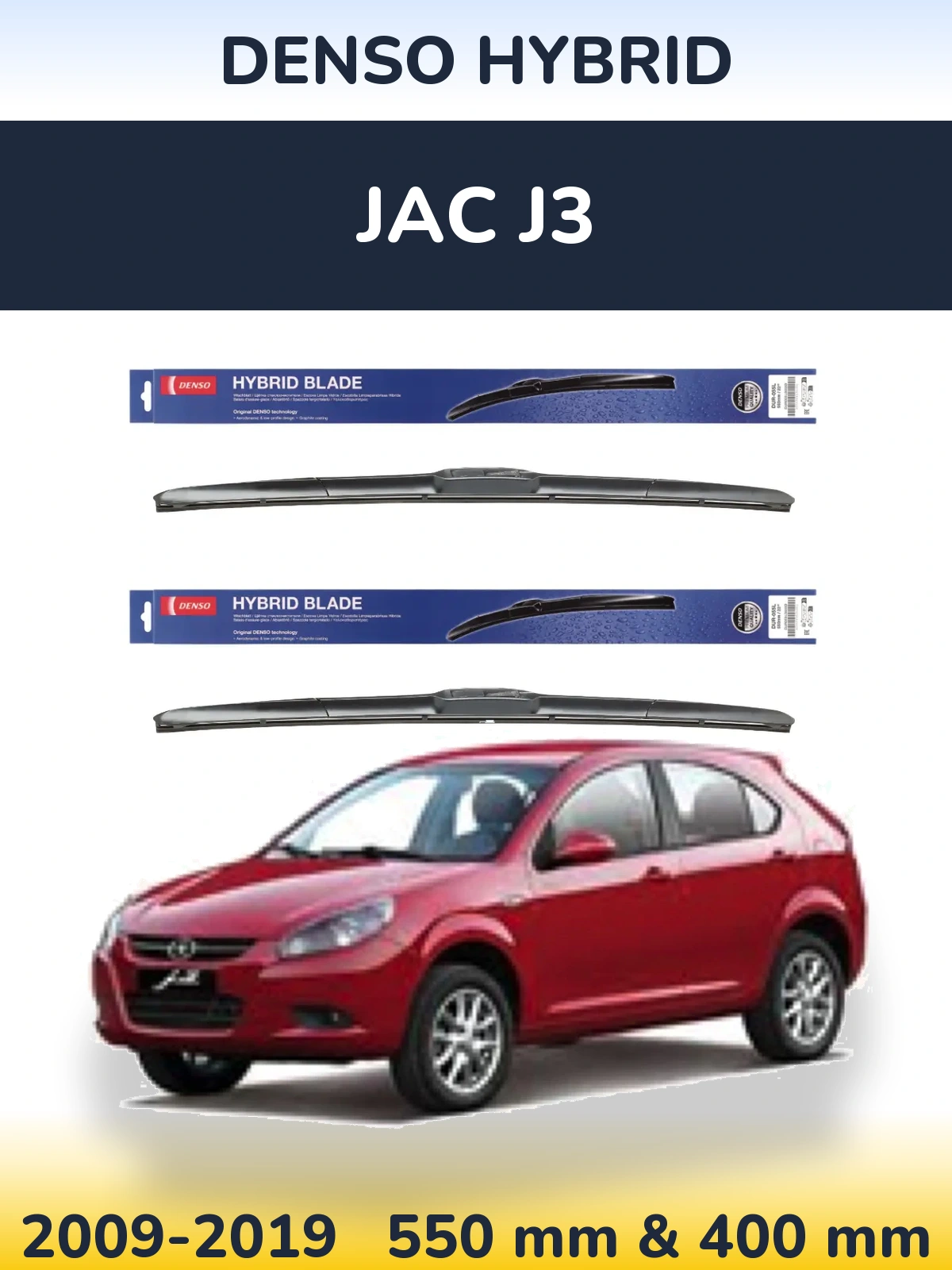 Komplet przednich wycieraczek Denso Hybrid 550 & 400 mm do JAC J3 2009-2019