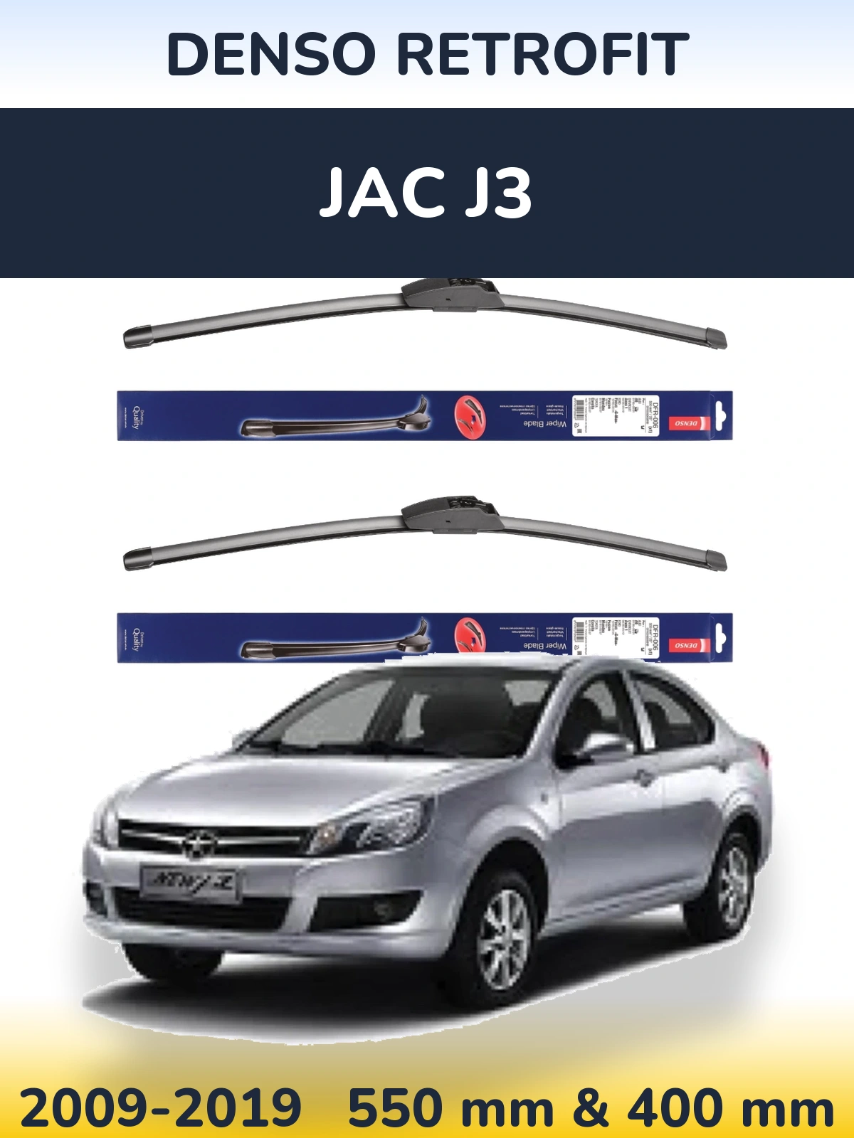 Komplet przednich wycieraczek Denso Retrofit 550 & 400 mm do JAC J3 2009-2019