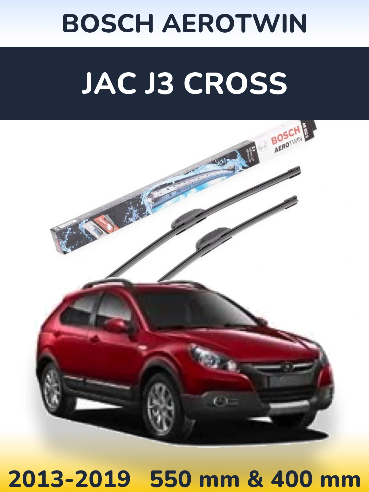 Komplet przednich wycieraczek BOSCH AeroTwin 550 & 400 mm do JAC J3 Cross 2013-2019