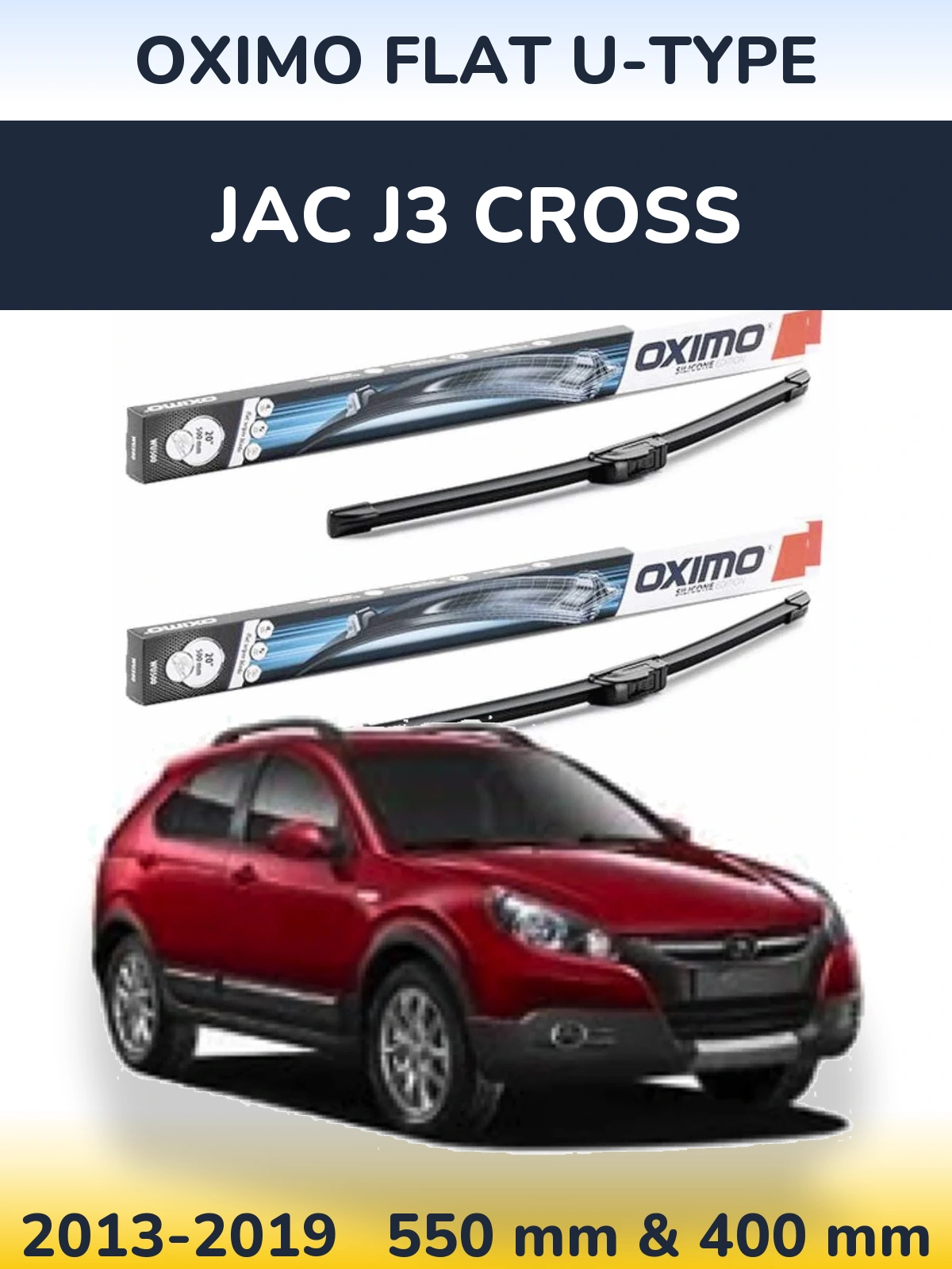 Komplet przednich wycieraczek Oximo Flat U-type 550 & 400 mm do JAC J3 Cross 2013-2019