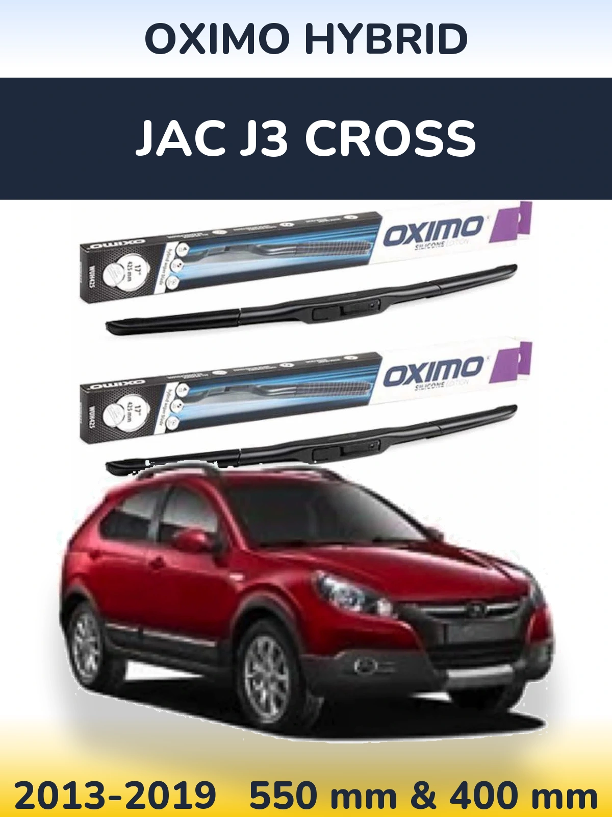 Komplet przednich wycieraczek Oximo Hybrid 550 & 400 mm do JAC J3 Cross 2013-2019