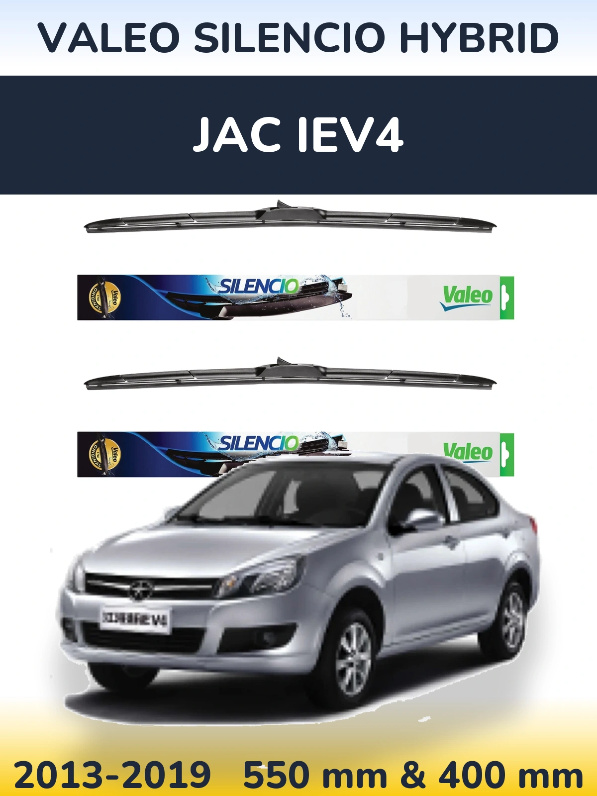 Комплект передних дворников Valeo Silencio Hybrid 550 & 400 мм для JAC iEV4 2013-2019