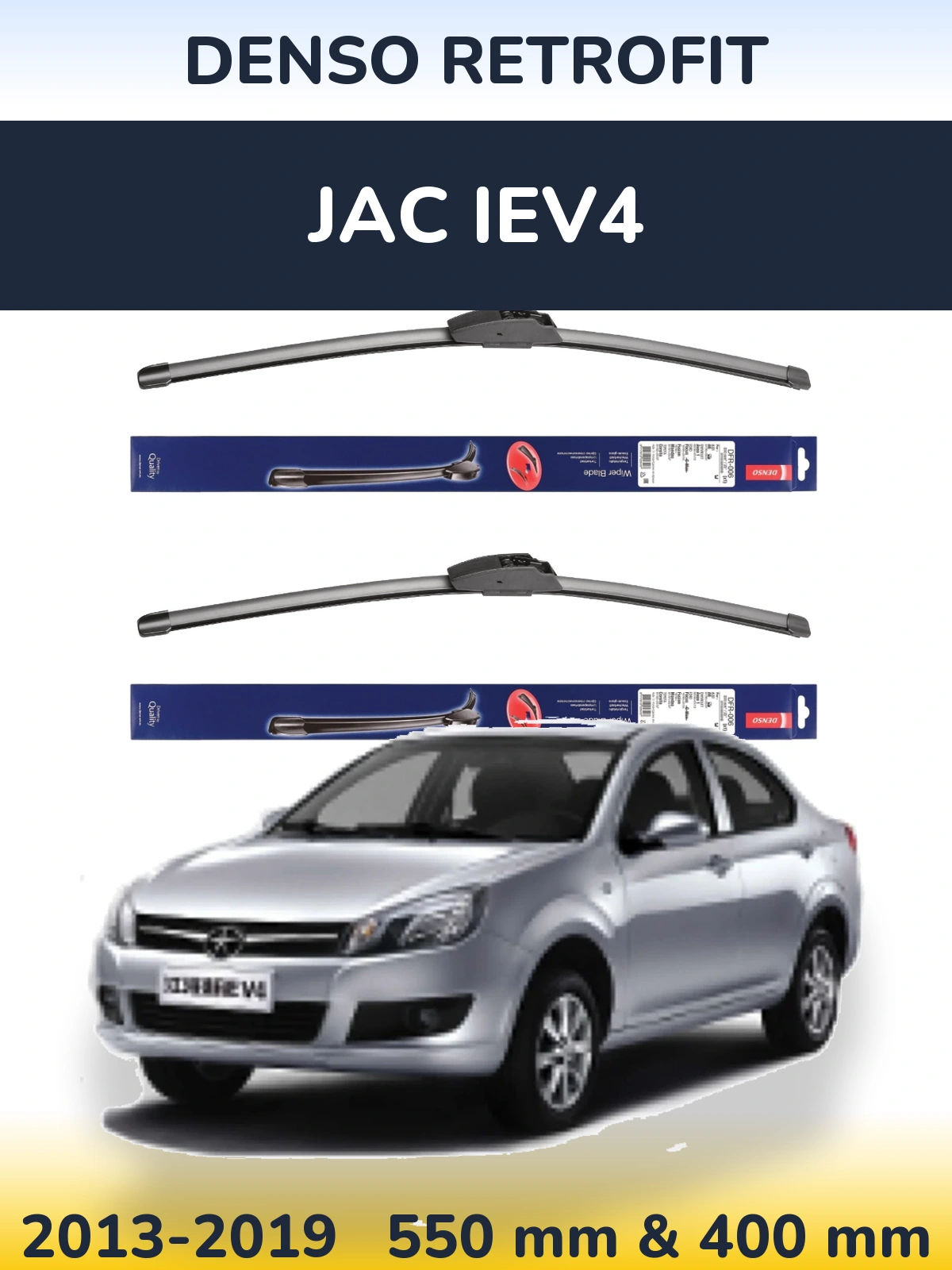 Komplet przednich wycieraczek Denso Retrofit 550 & 400 mm do JAC iEV4 2013-2019