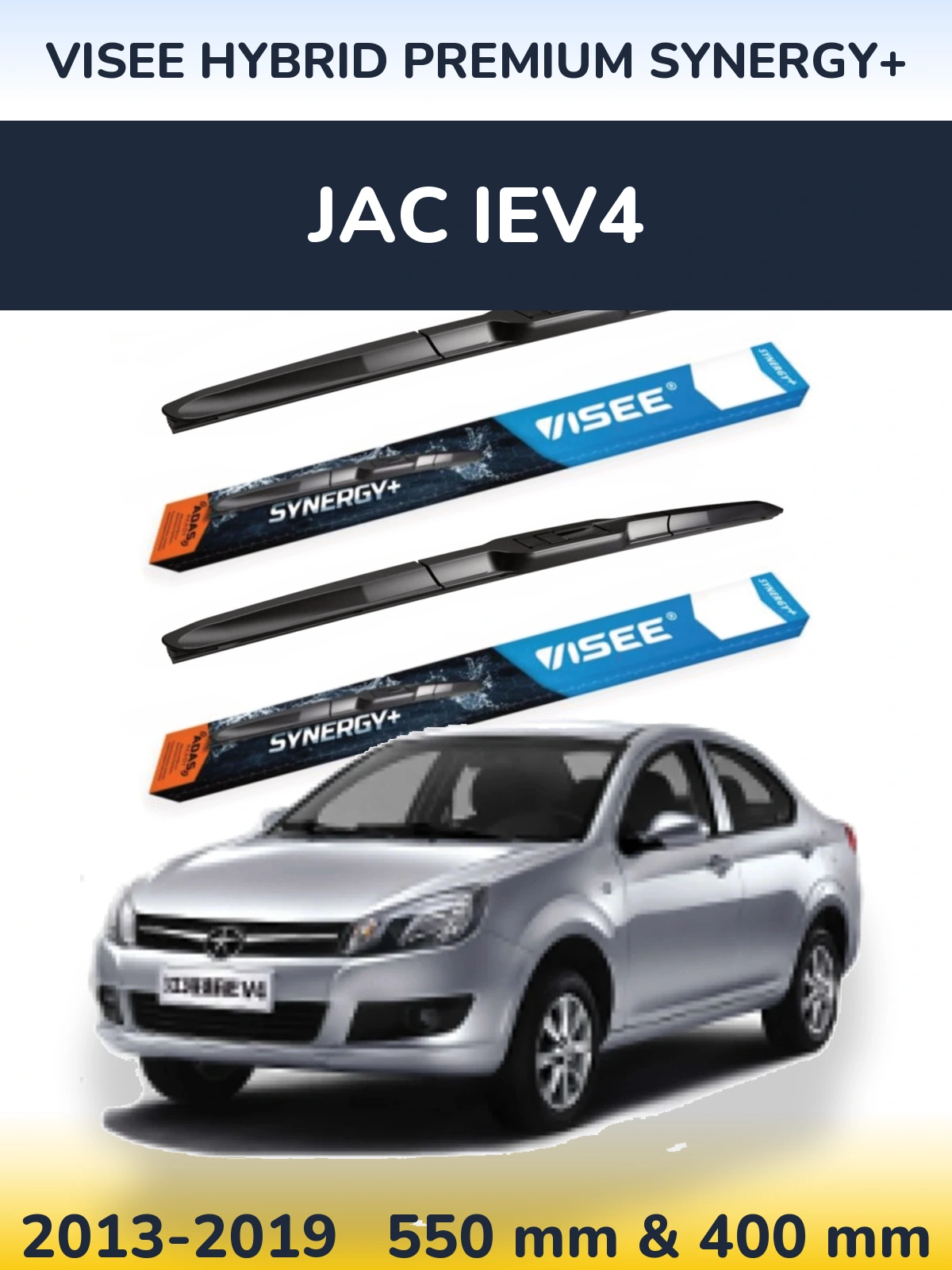 Комплект передних дворников VISEE HYBRID PREMIUM SYNERGY+ 550 & 400 мм для JAC iEV4 2013-2019