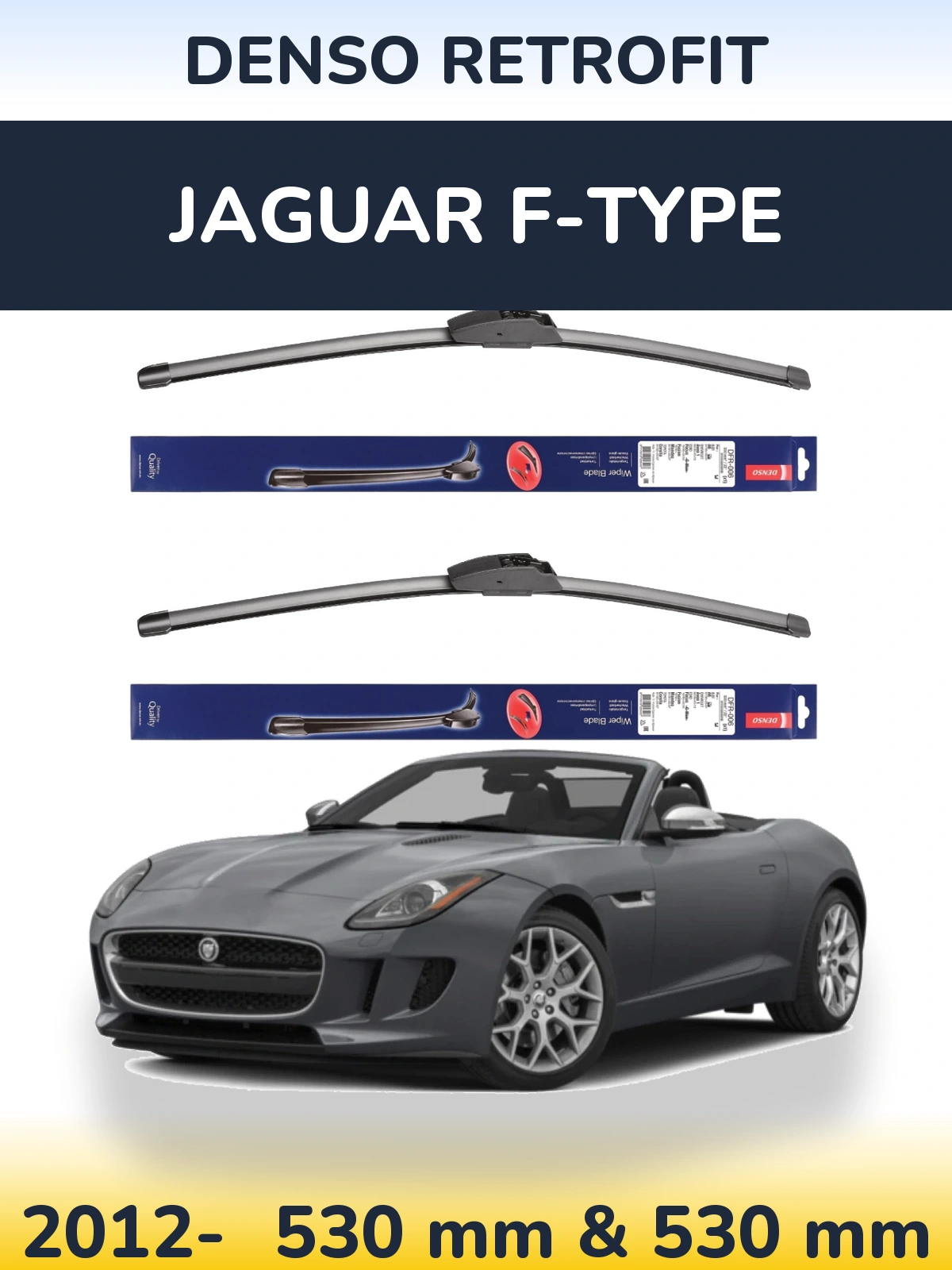 Komplet przednich wycieraczek Denso Retrofit 530 & 530 mm do Jaguar F-Type 2012-2026