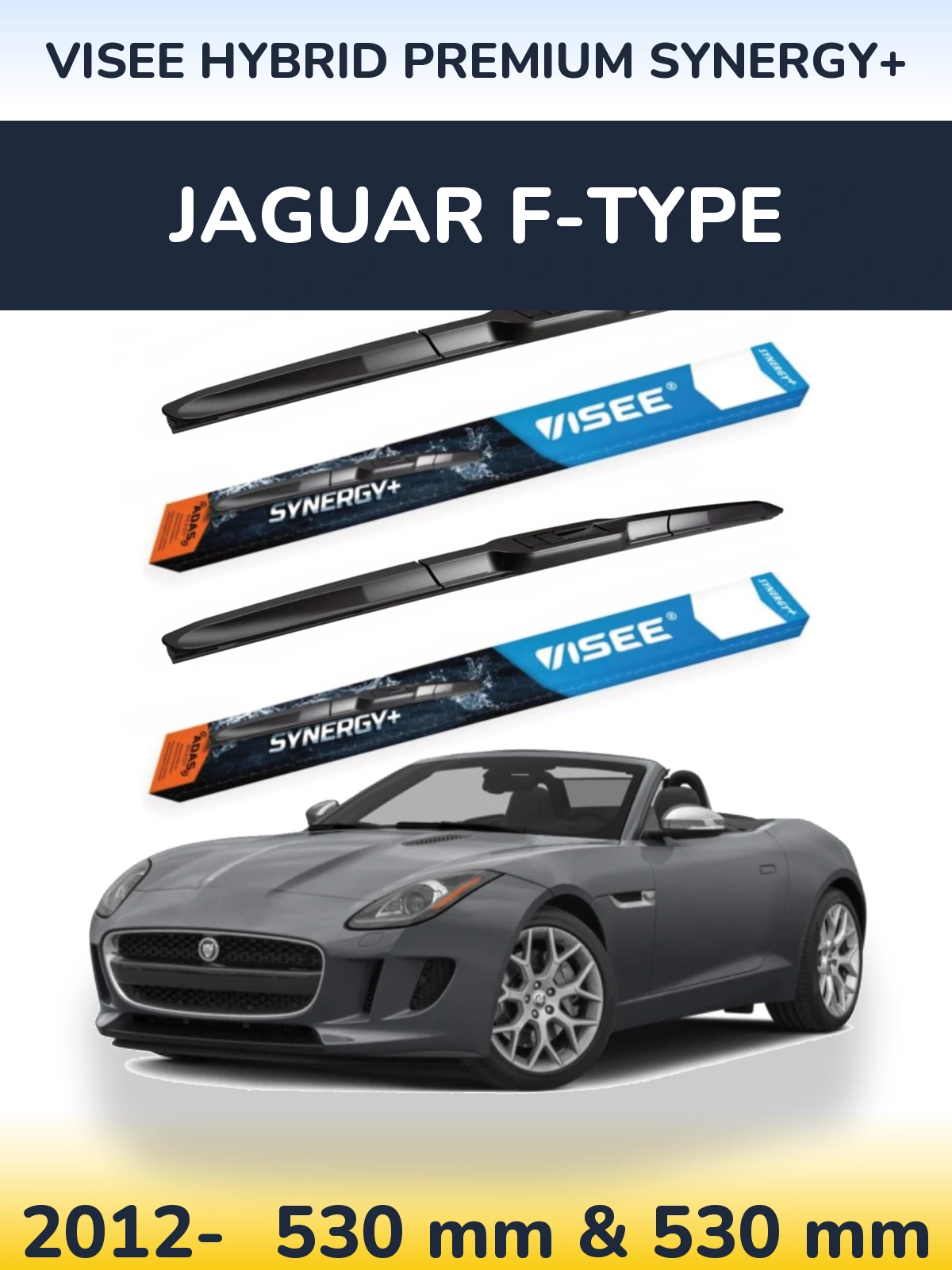 Komplet przednich wycieraczek VISEE HYBRID PREMIUM SYNERGY+ 530 & 530 mm do Jaguar F-Type 2012-2026