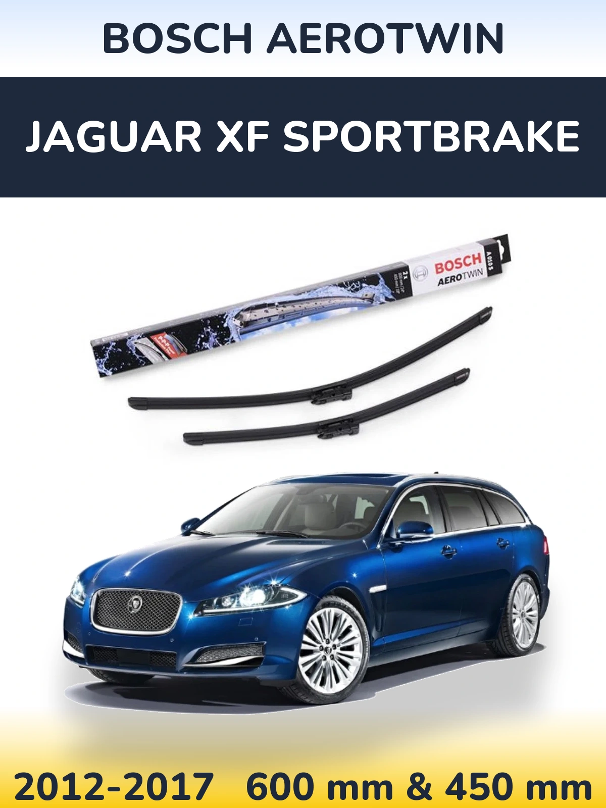 Komplet przednich wycieraczek BOSCH AeroTwin 600 & 450 mm do Jaguar XF Sportbrake 2012-2017