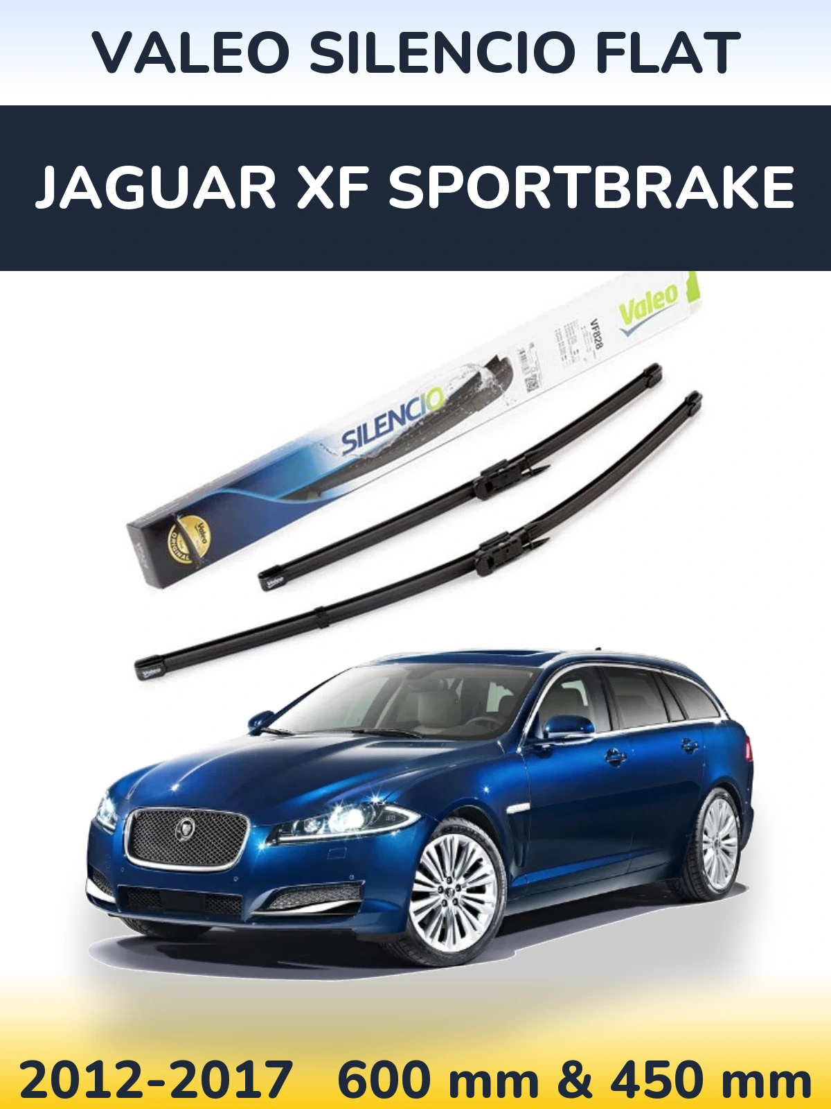 Komplet przednich wycieraczek Valeo Silencio Flat 600 & 450 mm do Jaguar XF Sportbrake 2012-2017