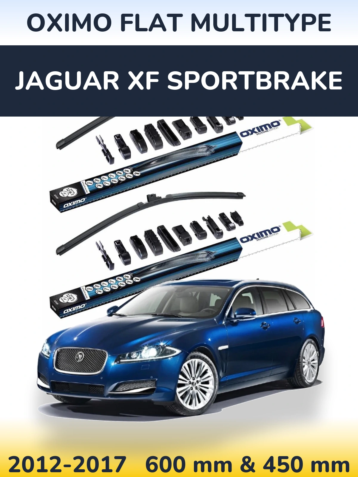 Komplet przednich wycieraczek Oximo Flat MultiType 600 & 450 mm do Jaguar XF Sportbrake 2012-2017