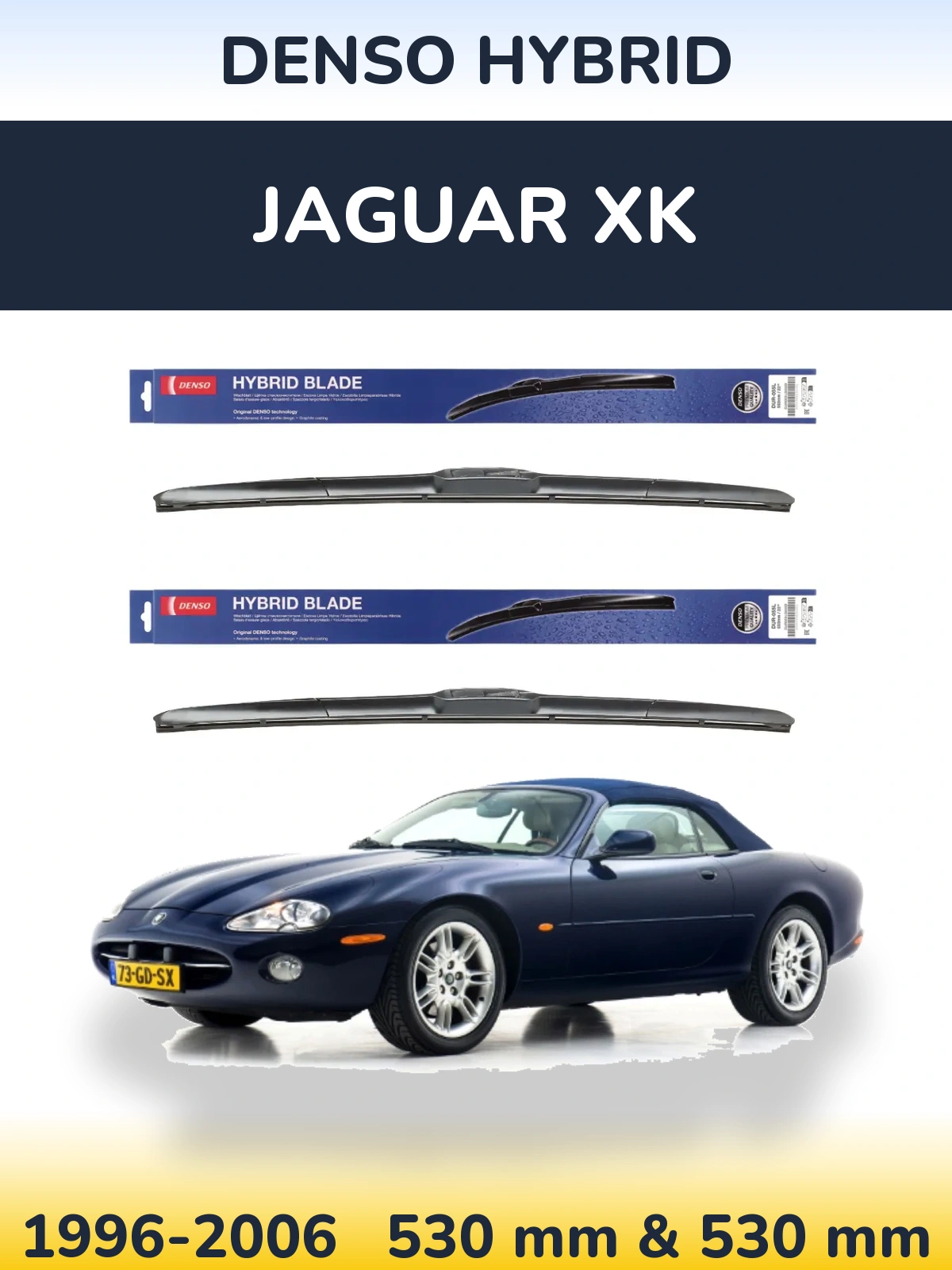 Komplet przednich wycieraczek Denso Hybrid 530 & 530 mm do Jaguar XK 1996-2006