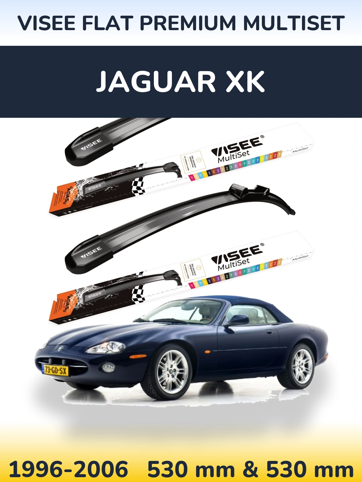 Komplet przednich wycieraczek VISEE FLAT PREMIUM MultiSet 530 & 530 mm do Jaguar XK 1996-2006