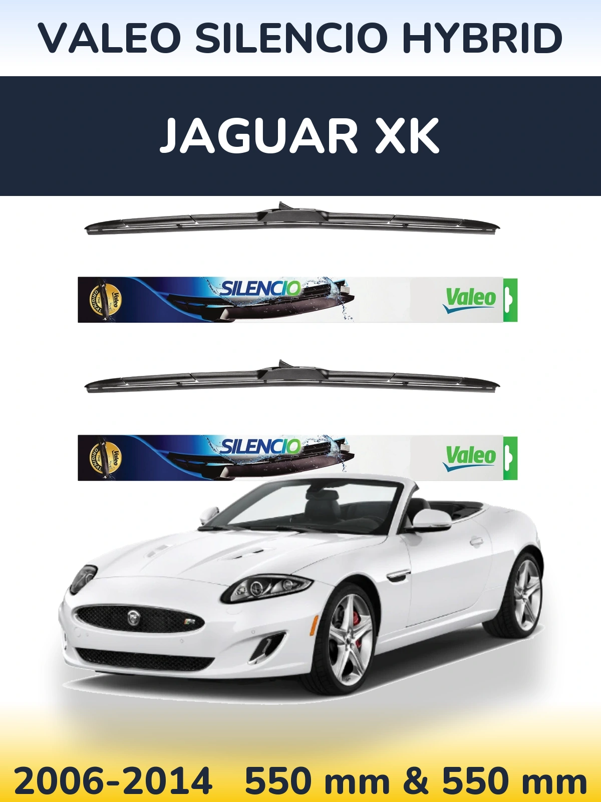 Komplet przednich wycieraczek Valeo Silencio Hybrid 550 & 550 mm do Jaguar XK 2006-2014