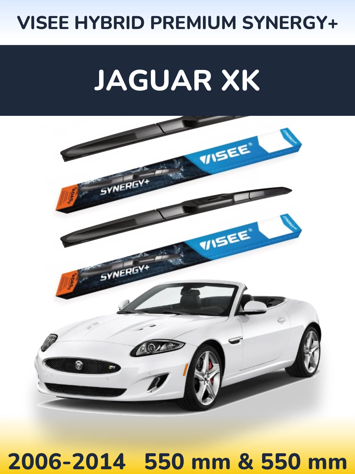 Komplet przednich wycieraczek VISEE HYBRID PREMIUM SYNERGY+ 550 & 550 mm do Jaguar XK 2006-2014