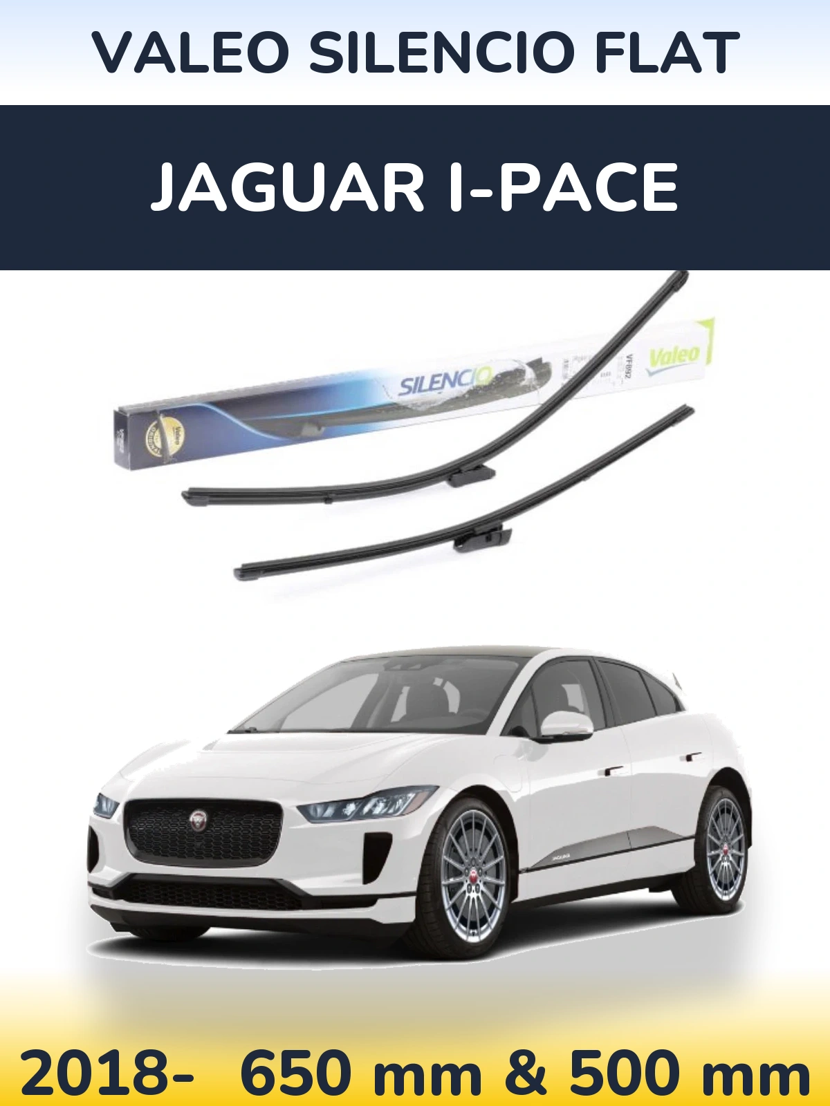 Komplet przednich wycieraczek Valeo Silencio Flat 630 & 500 mm do Jaguar I-Pace 2018-2026
