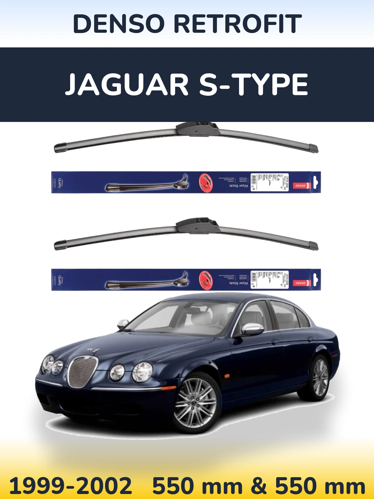 Komplet przednich wycieraczek Denso Retrofit 550 & 550 mm do Jaguar S-Type 1999-2002