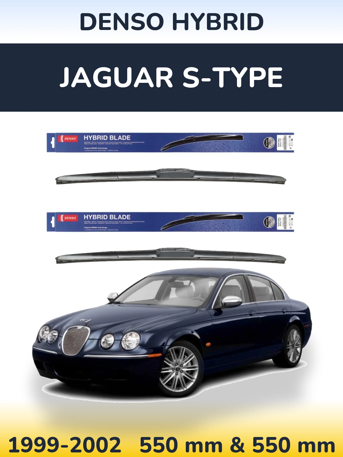 Komplet przednich wycieraczek Denso Hybrid 550 & 550 mm do Jaguar S-Type 1999-2002