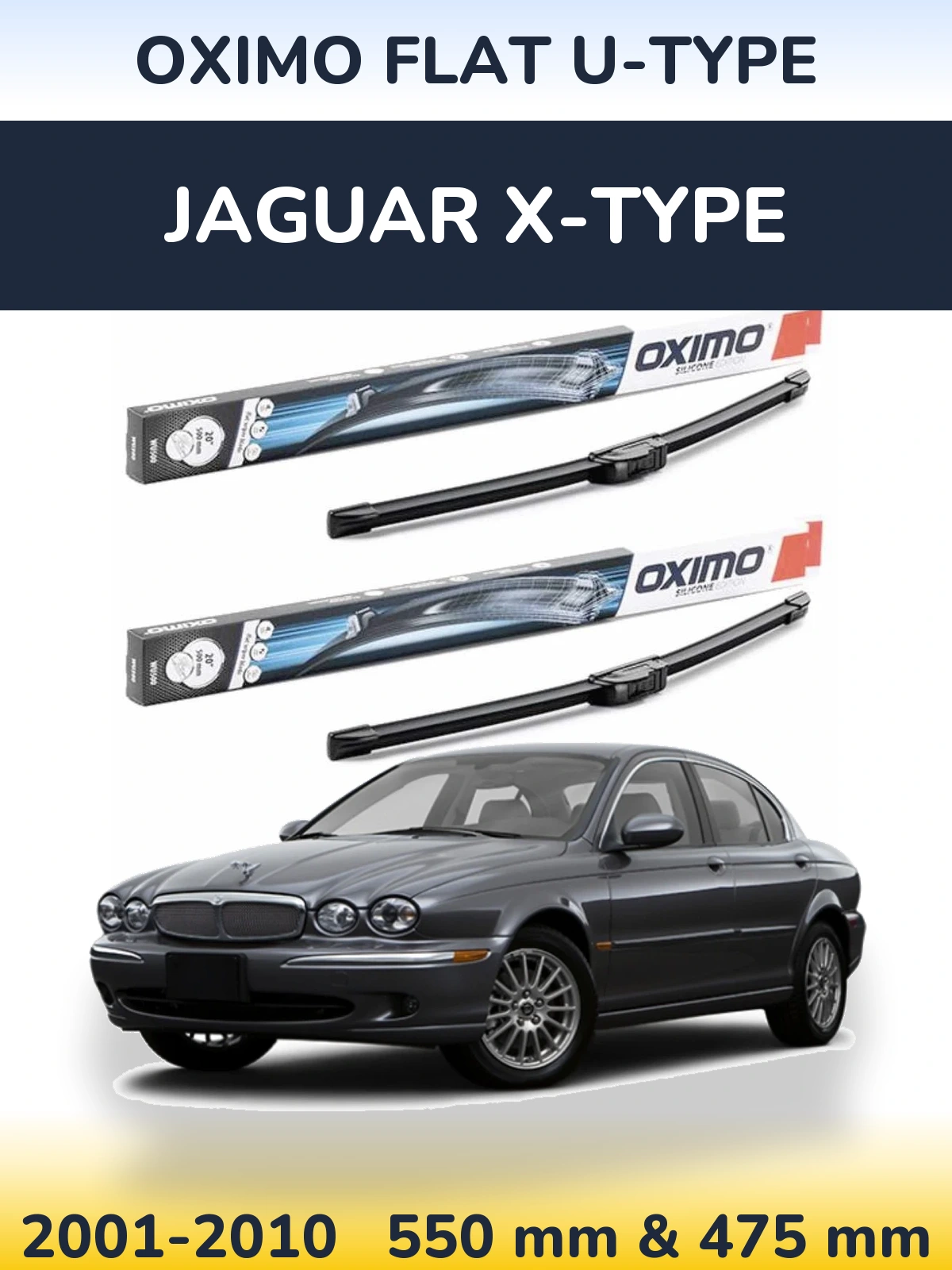 Komplet przednich wycieraczek Oximo Flat U-type 550 & 475 mm do Jaguar X-Type 2001-2010