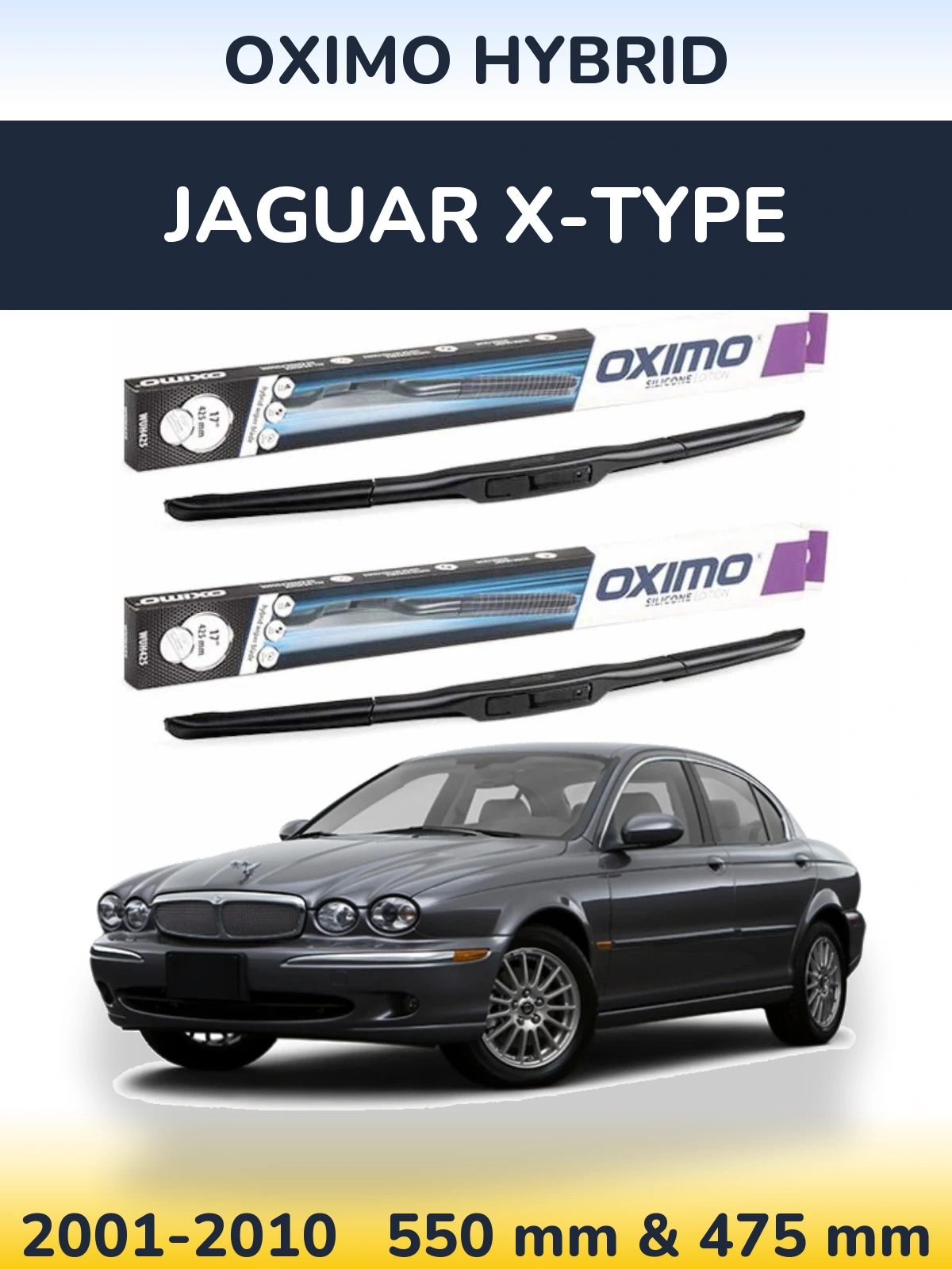 Komplet przednich wycieraczek Oximo Hybrid 550 & 475 mm do Jaguar X-Type 2001-2010