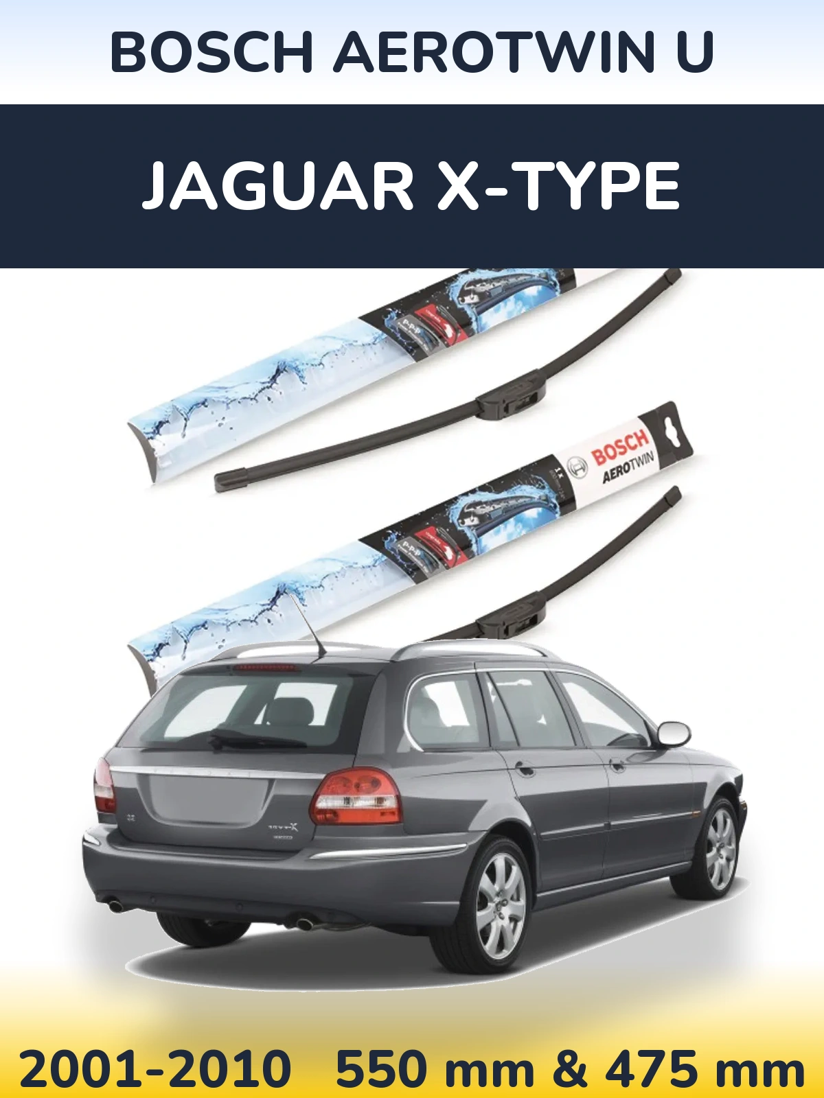 Komplet przednich wycieraczek BOSCH AeroTwin U 550 & 475 mm do Jaguar X-Type 2001-2010