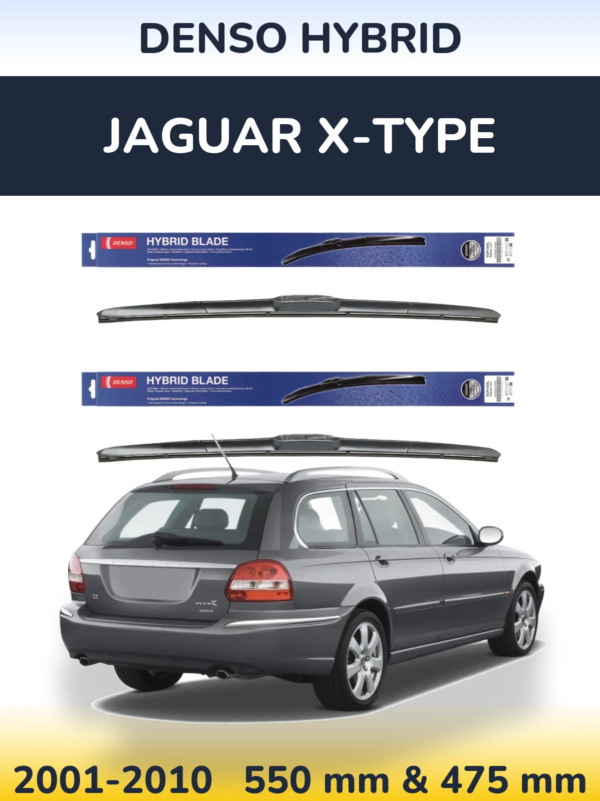 Komplet przednich wycieraczek Denso Hybrid 550 & 475 mm do Jaguar X-Type 2001-2010