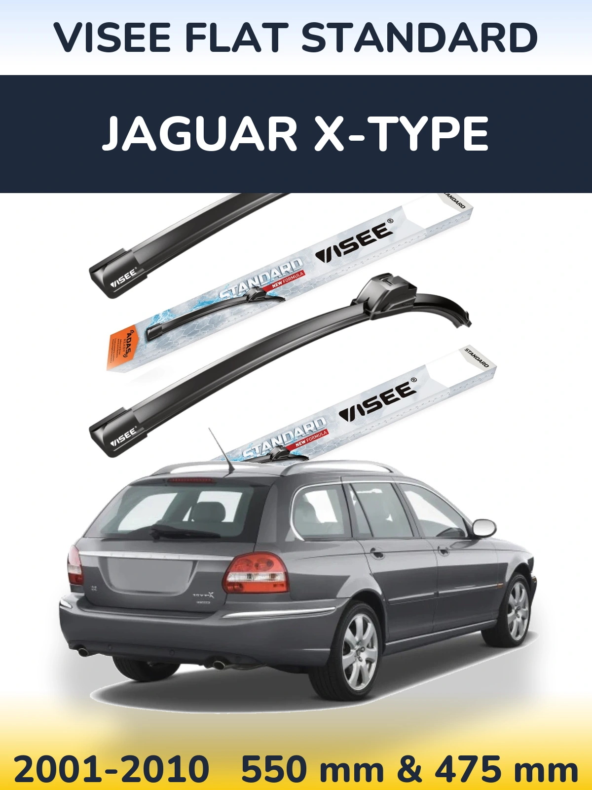 Комплект передних дворников VISEE FLAT STANDARD 550 & 475 мм для Jaguar X-Типe 2001-2010