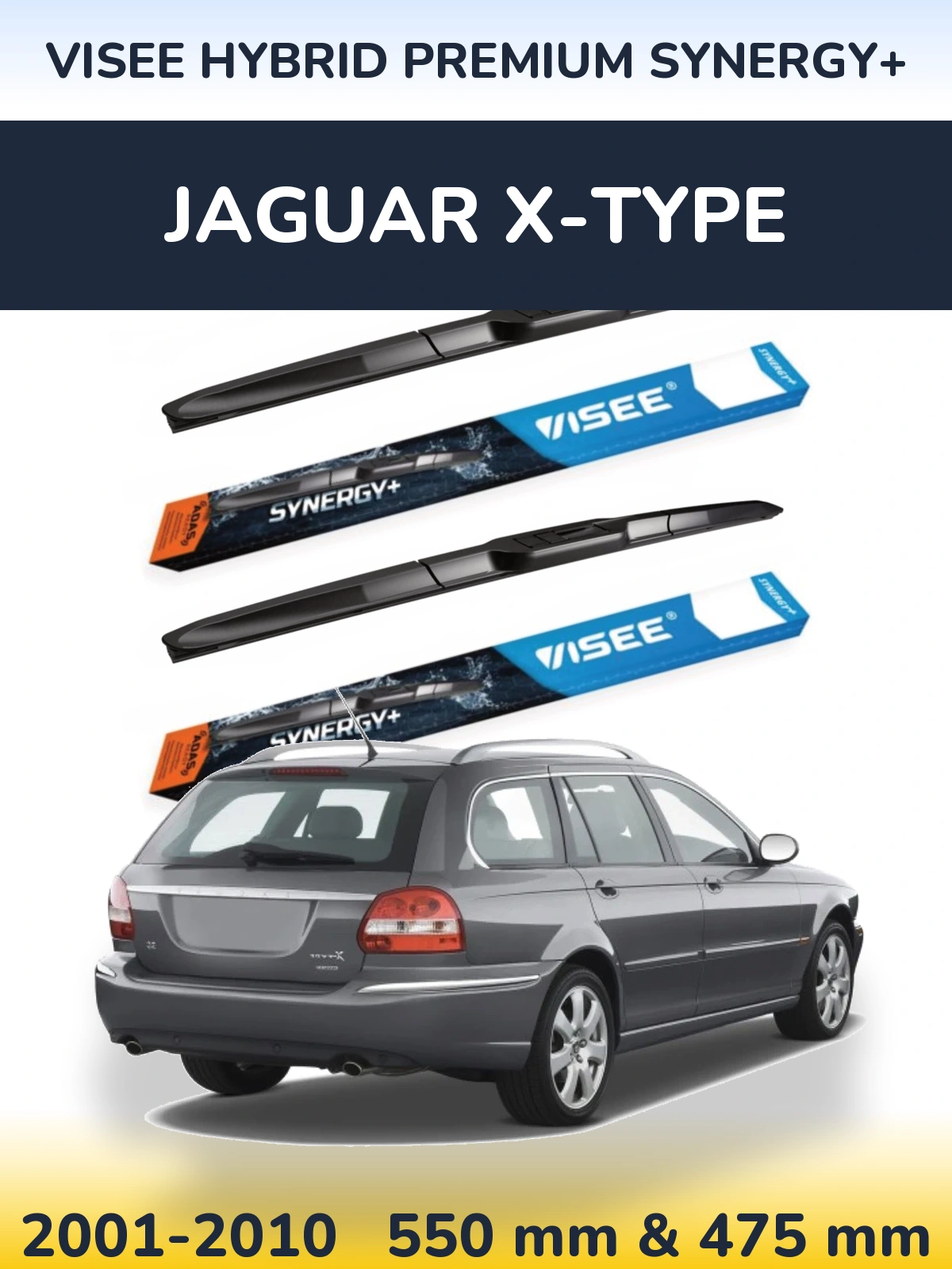 Komplet przednich wycieraczek VISEE HYBRID PREMIUM SYNERGY+ 550 & 475 mm do Jaguar X-Type 2001-2010