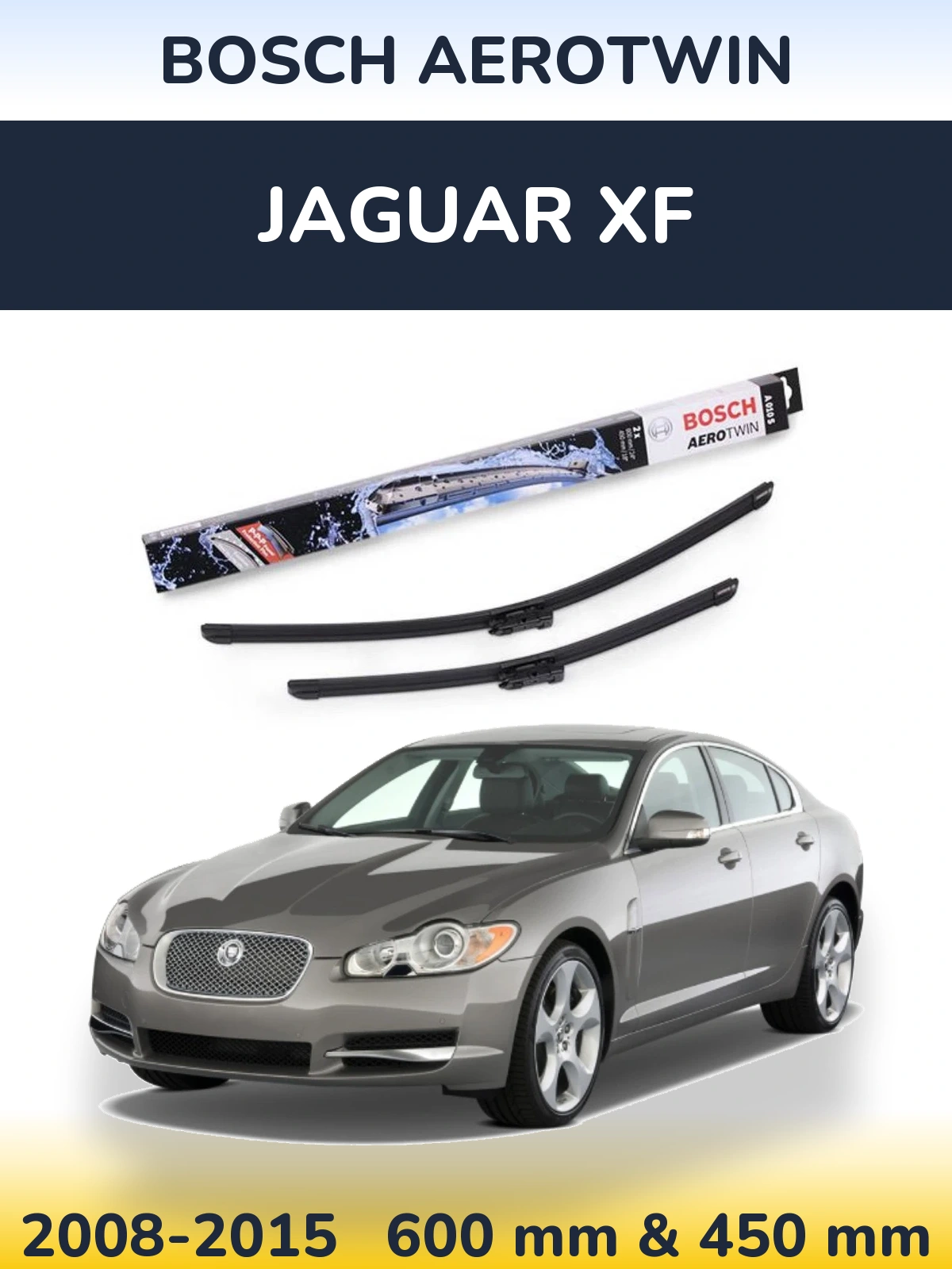 Комплект передних дворников BOSCH AeroTwin 600 & 450 мм для Jaguar XF 2008-2015