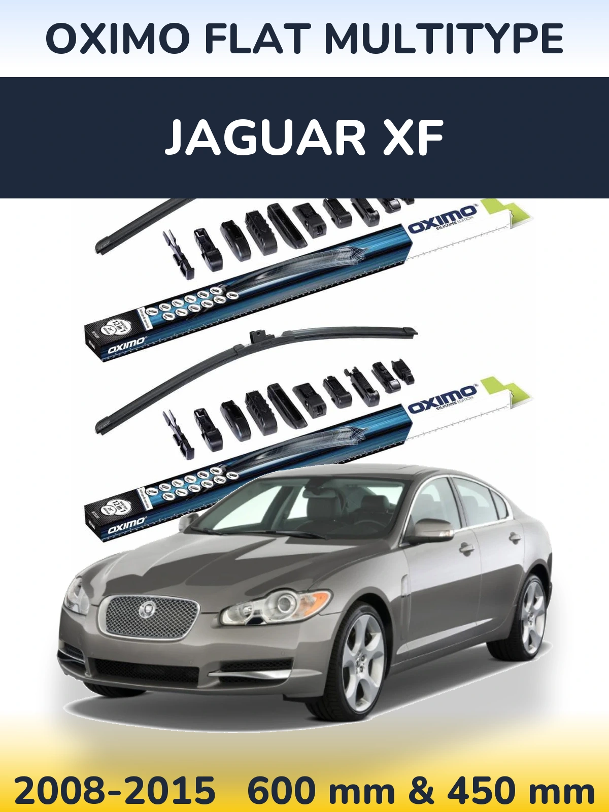 Комплект передних дворников Oximo Flat MultiТипe 600 & 450 мм для Jaguar XF 2008-2015