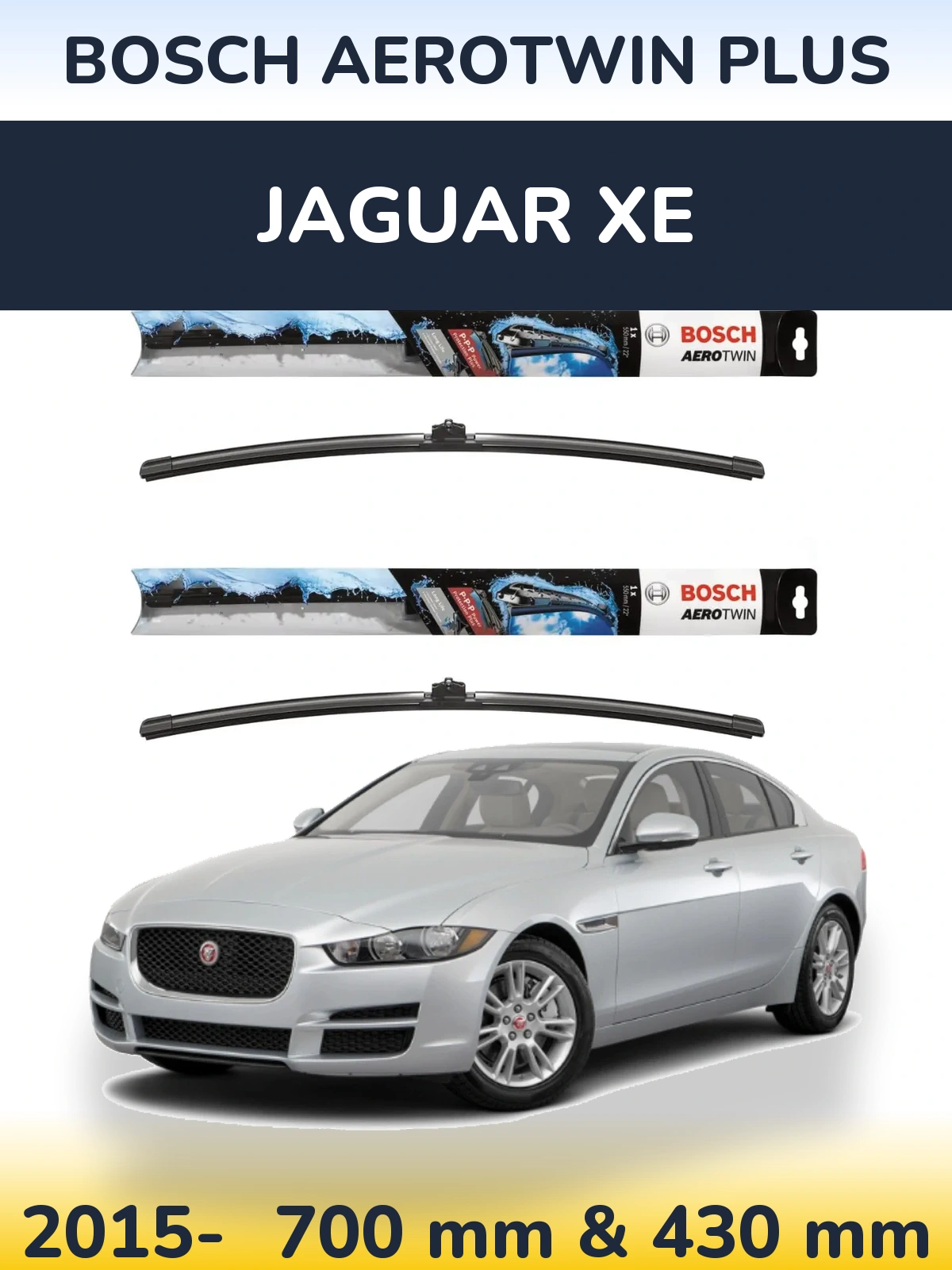 Комплект передних дворников BOSCH AeroTwin Plus 700 & 430 мм для Jaguar XE 2015-2026