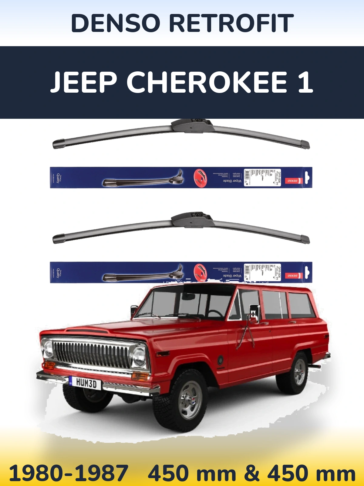 Комплект передних дворников Denso Retrofit 450 & 450 мм для Jeep Cherokee 1 1980-1987