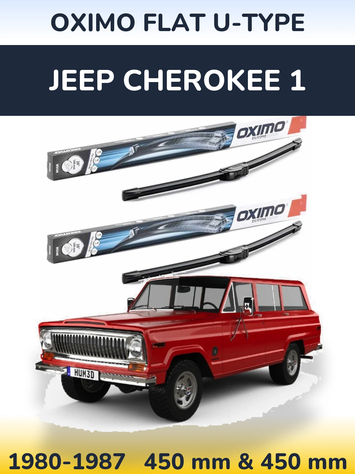 Комплект передних дворников Oximo Flat U-type 450 & 450 мм для Jeep Cherokee 1 1980-1987