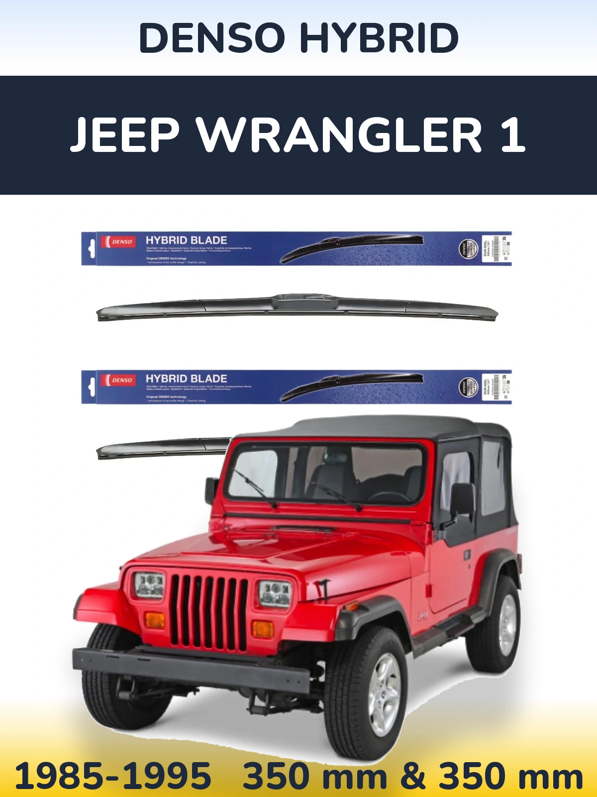 Komplet przednich wycieraczek Denso Hybrid 350 & 350 mm do Jeep Wrangler 1 1985-1995