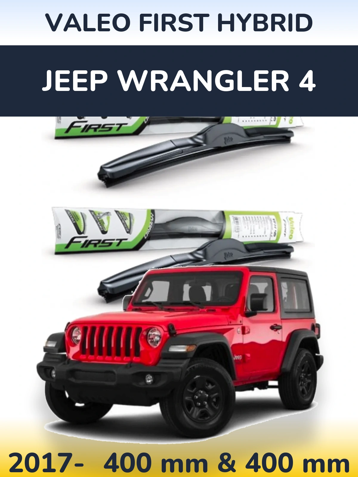 Komplet przednich wycieraczek Valeo First Hybrid 400 & 400 mm do Jeep Wrangler 4 2017-2026