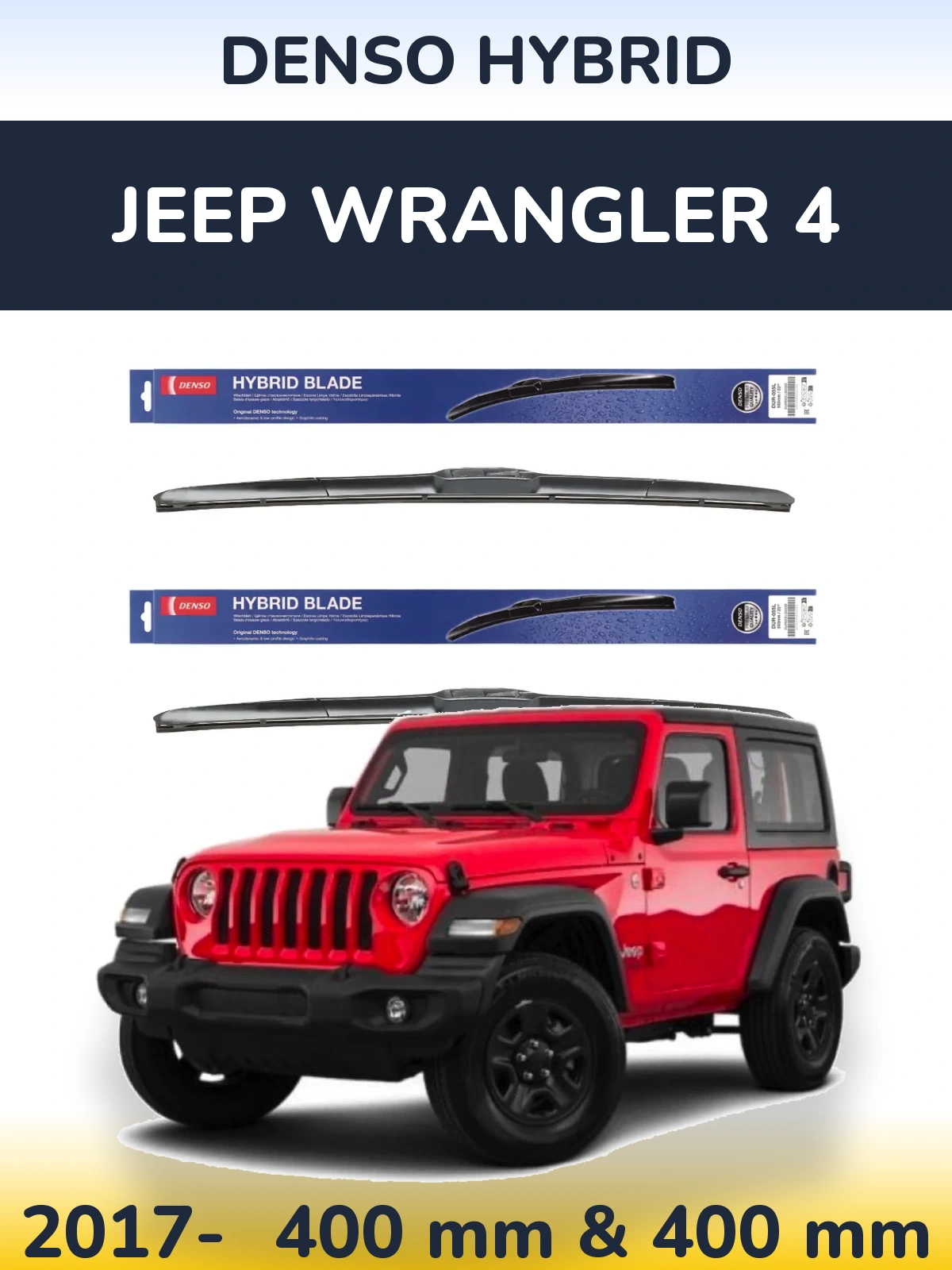 Komplet przednich wycieraczek Denso Hybrid 400 & 400 mm do Jeep Wrangler 4 2017-2026