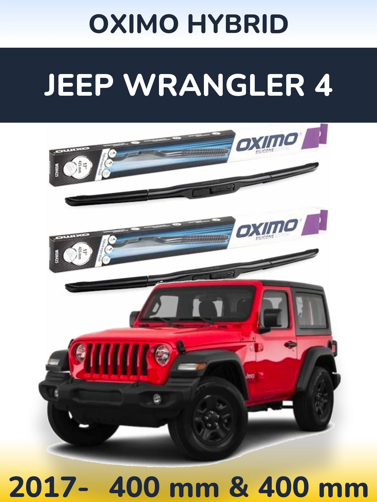 Komplet przednich wycieraczek Oximo Hybrid 400 & 400 mm do Jeep Wrangler 4 2017-2026