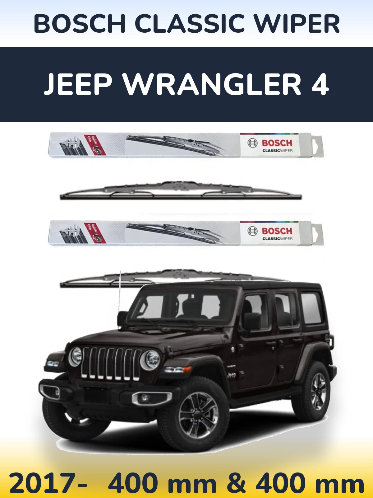 Komplet przednich wycieraczek BOSCH Classic Wiper 400 & 400 mm do Jeep Wrangler 4 2017-2026