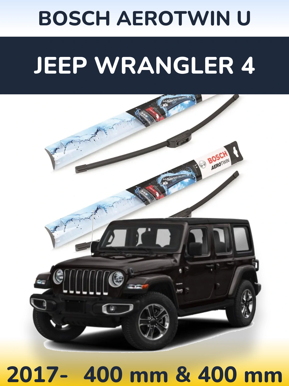 Komplet przednich wycieraczek BOSCH AeroTwin U 400 & 400 mm do Jeep Wrangler 4 2017-2026