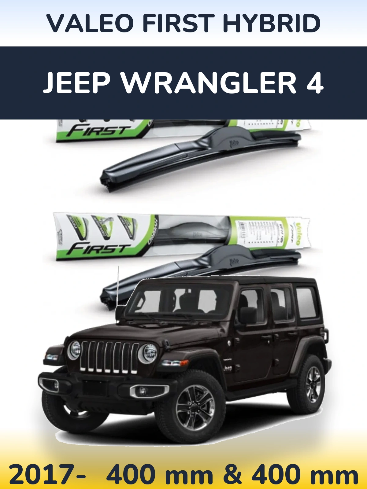 Komplet przednich wycieraczek Valeo First Hybrid 400 & 400 mm do Jeep Wrangler 4 2017-2026