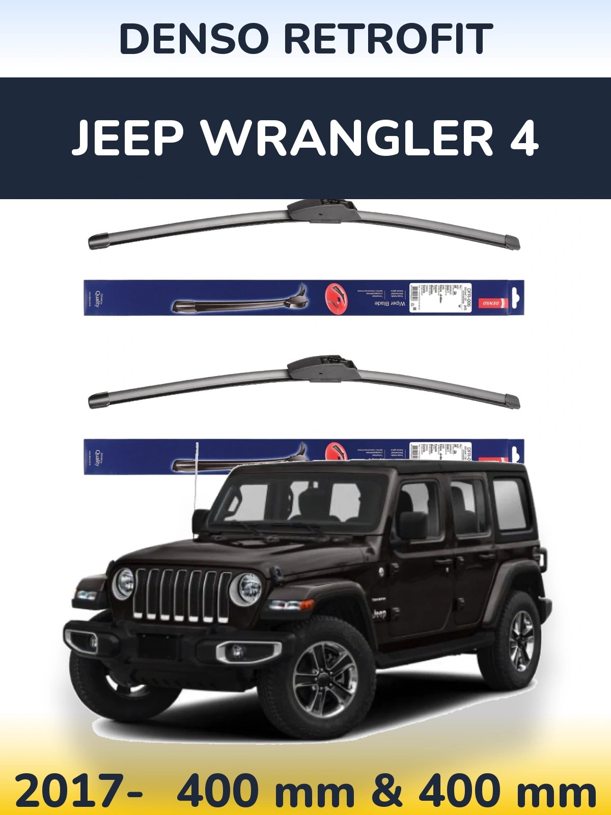 Komplet przednich wycieraczek Denso Retrofit 400 & 400 mm do Jeep Wrangler 4 2017-2026