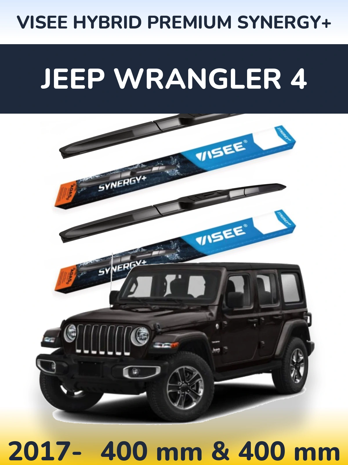 Komplet przednich wycieraczek VISEE HYBRID PREMIUM SYNERGY+ 400 & 400 mm do Jeep Wrangler 4 2017-2026