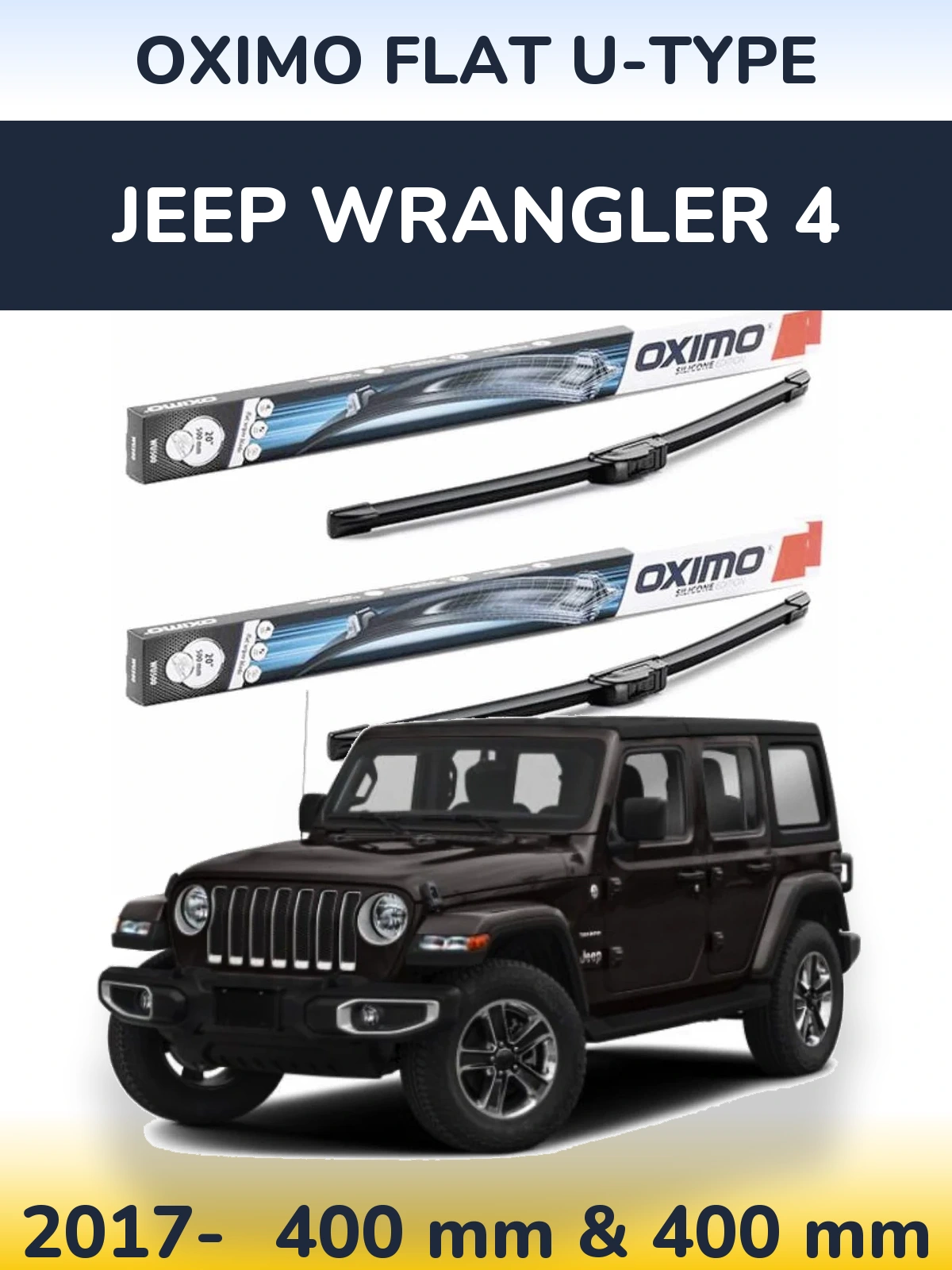 Komplet przednich wycieraczek Oximo Flat U-type 400 & 400 mm do Jeep Wrangler 4 2017-2026